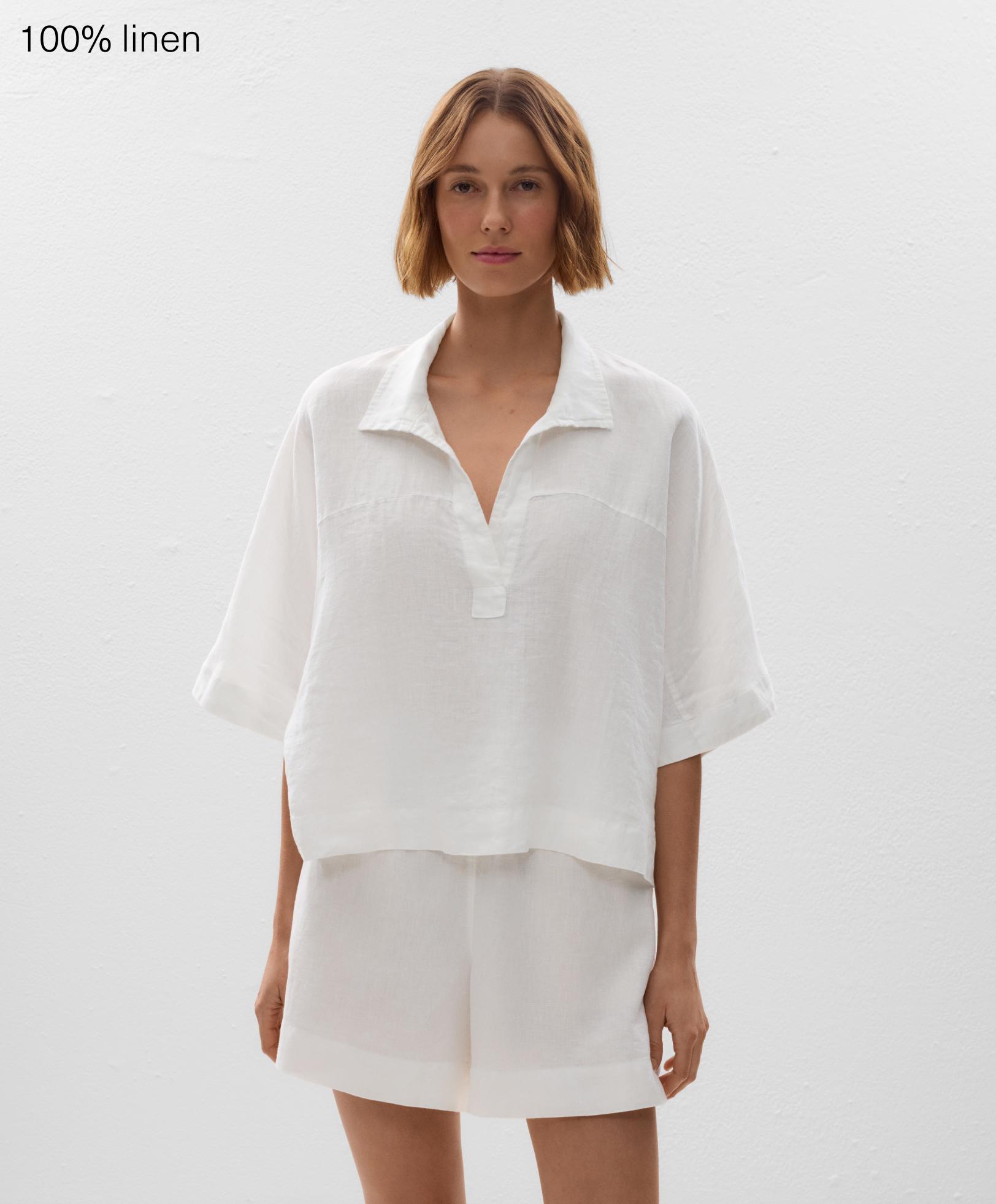 Oversize-Kurzarmshirt aus 100 % Leinen Oversize-Kurzarmshirt aus 100 % Leinen