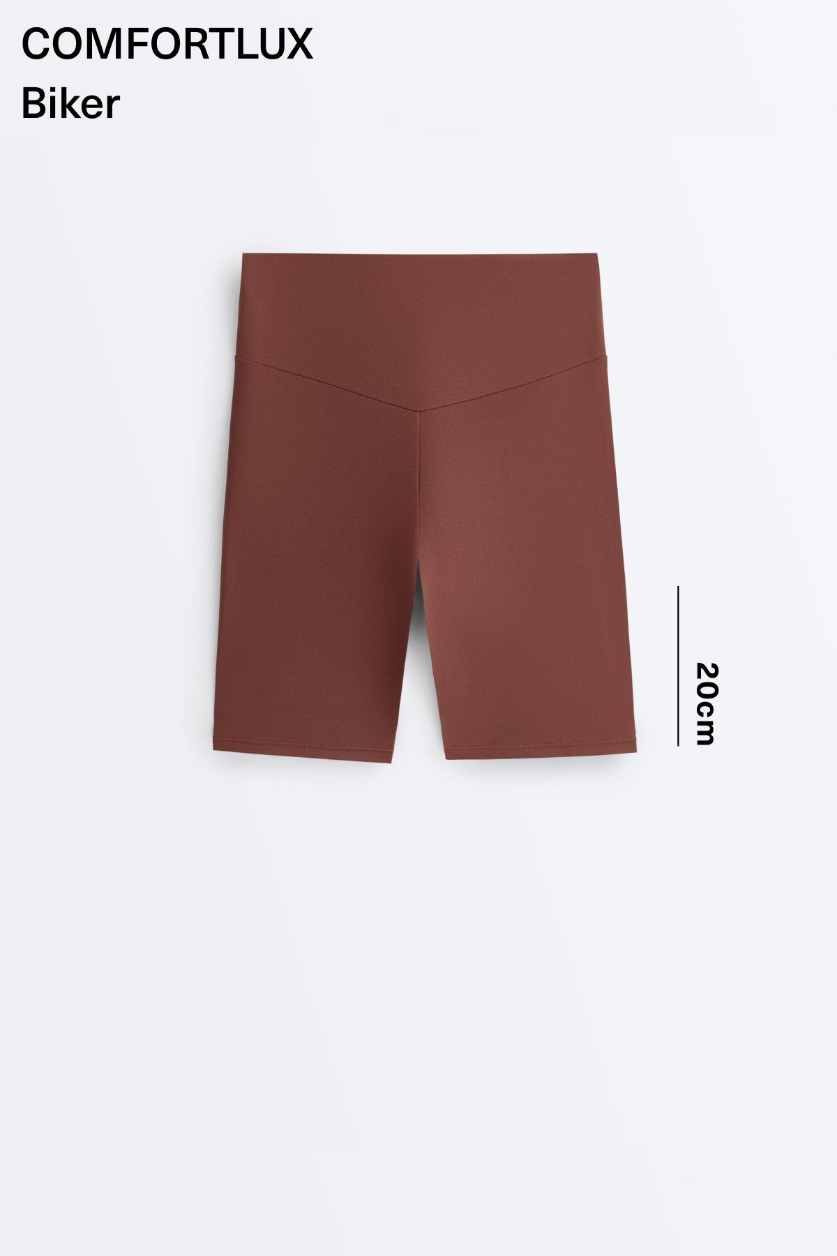 Comfortlux high-rise 20cm biker leggings — TERRACOTTA