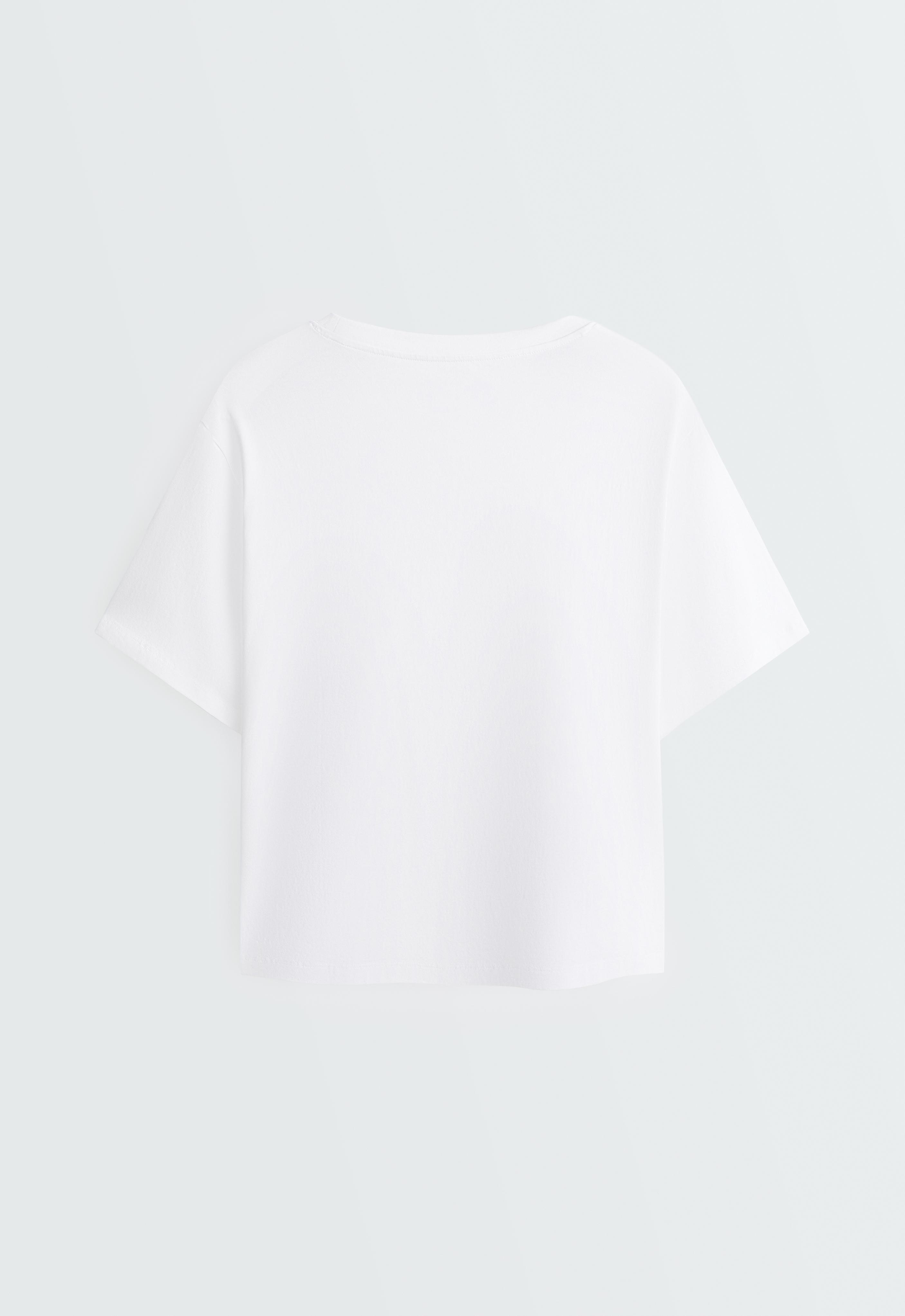 Boxy short-sleeved cotton blend T-shirt — WHITE 