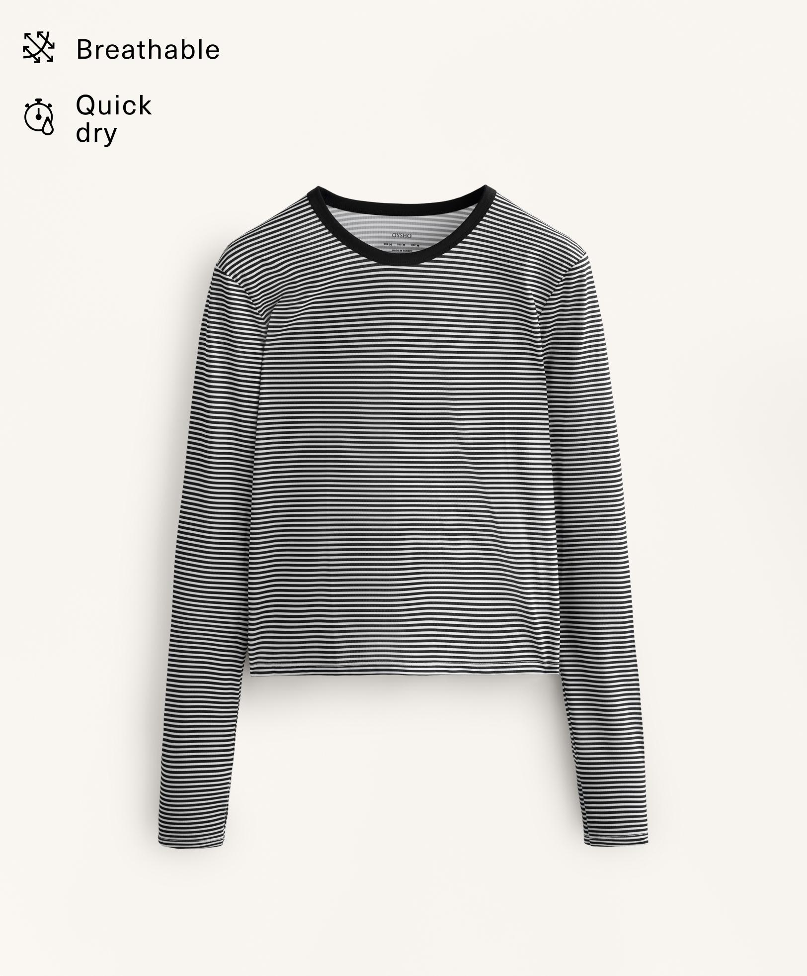 Long-sleeved striped technical T-shirt Long-sleeved striped technical T-shirt