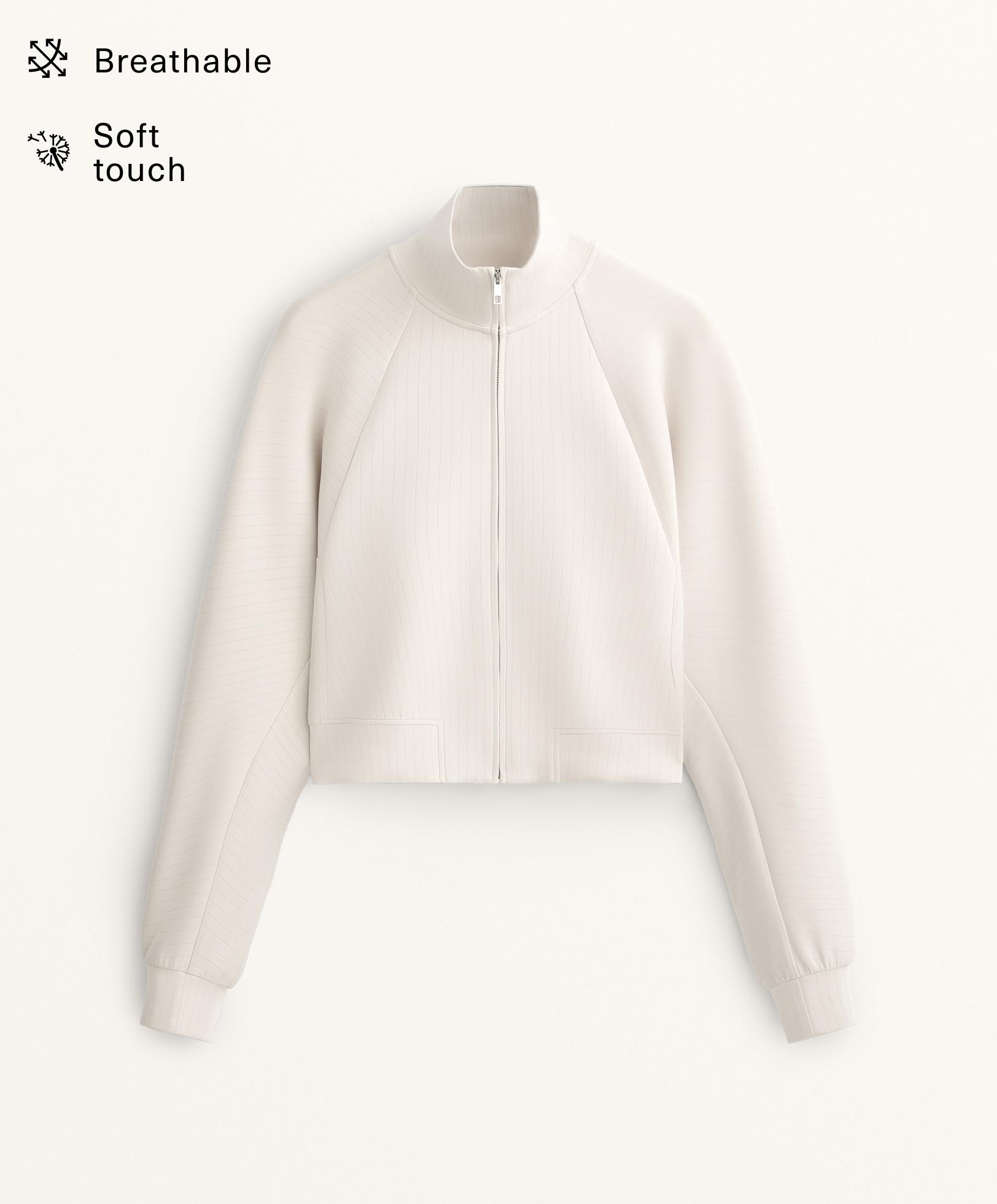 Striped high neck jacket with soft touch modal