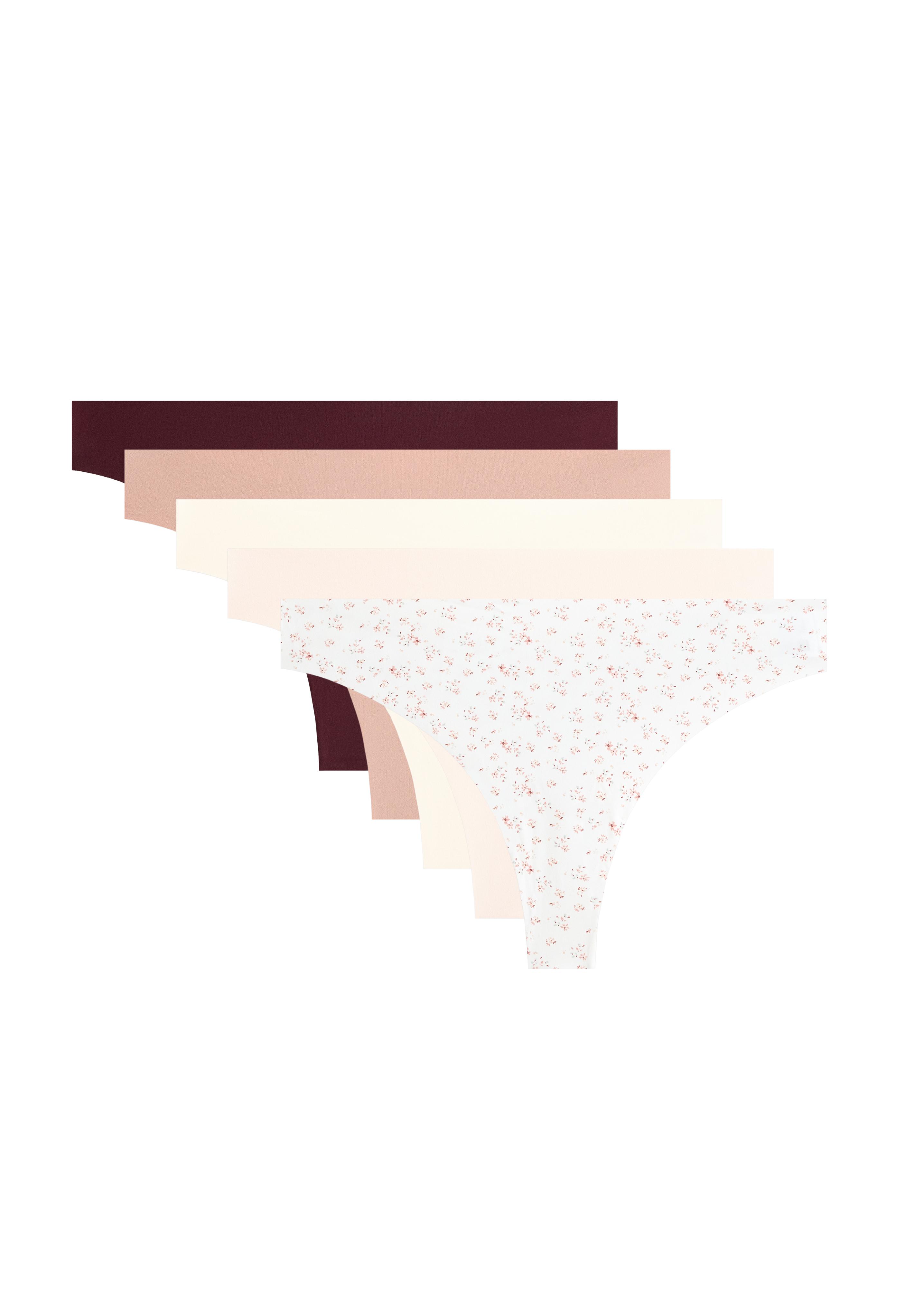 5 invisible laser-cut polyamide blend thongs — SOFT PINK
