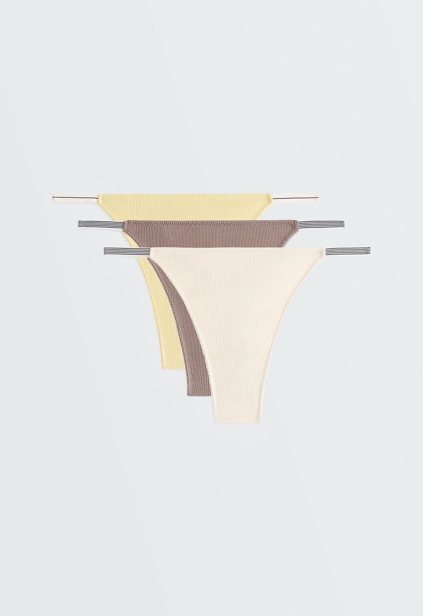 3 ribbed cotton thongs — LIME GREEN