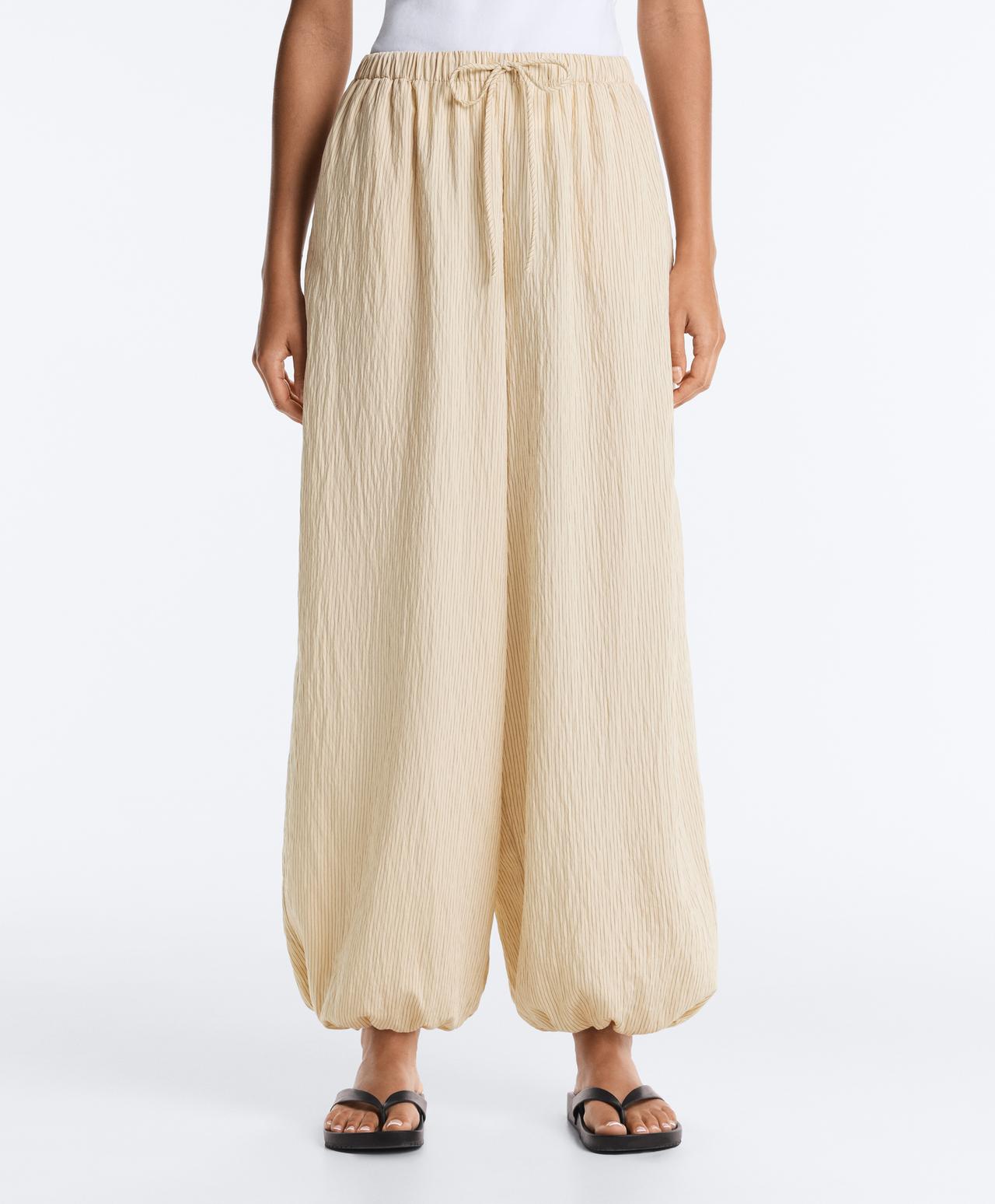 Modal blend striped trousers — PALE ECRU