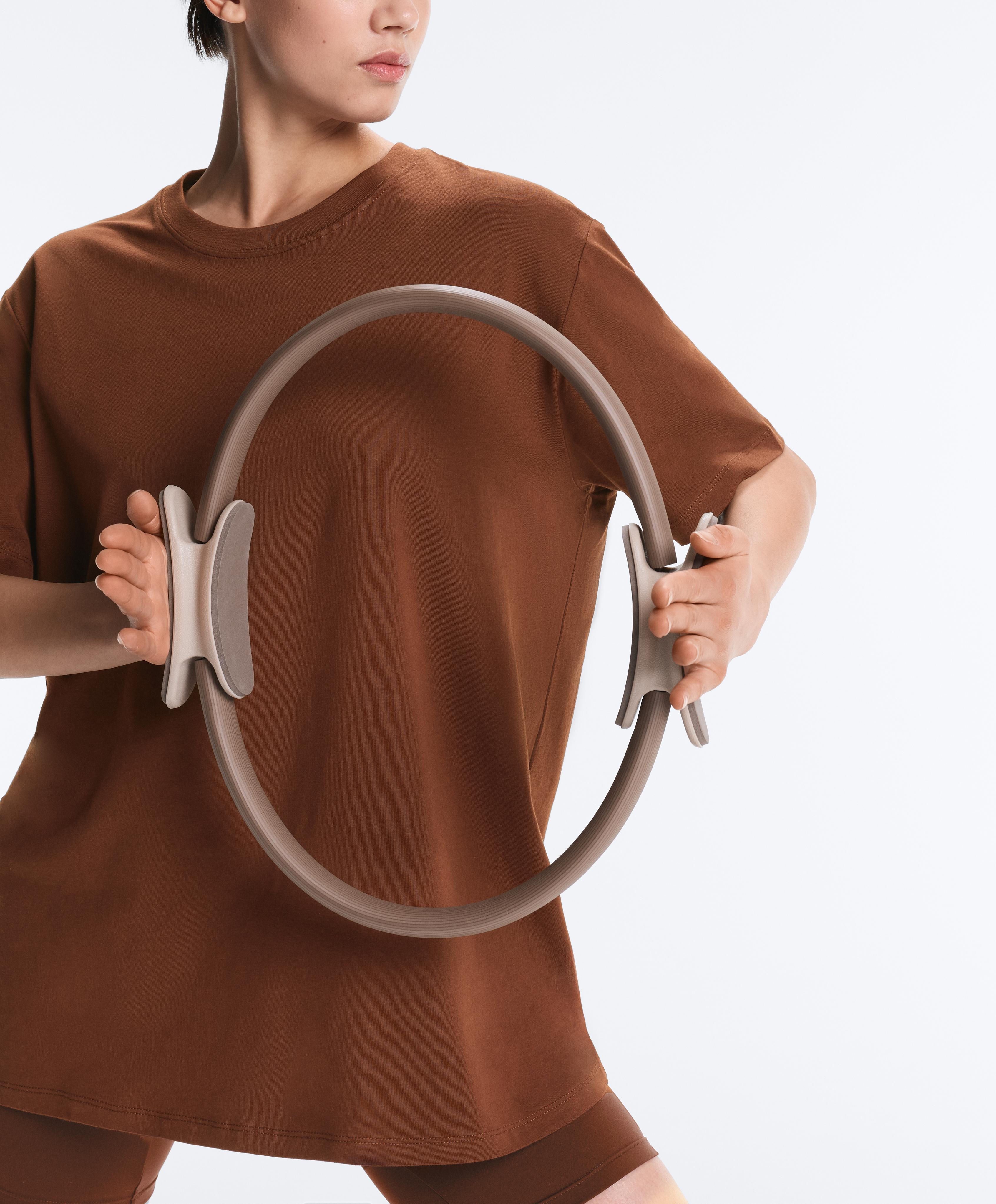 Oversize cotton blend short-sleeved T-shirt — COFFEE