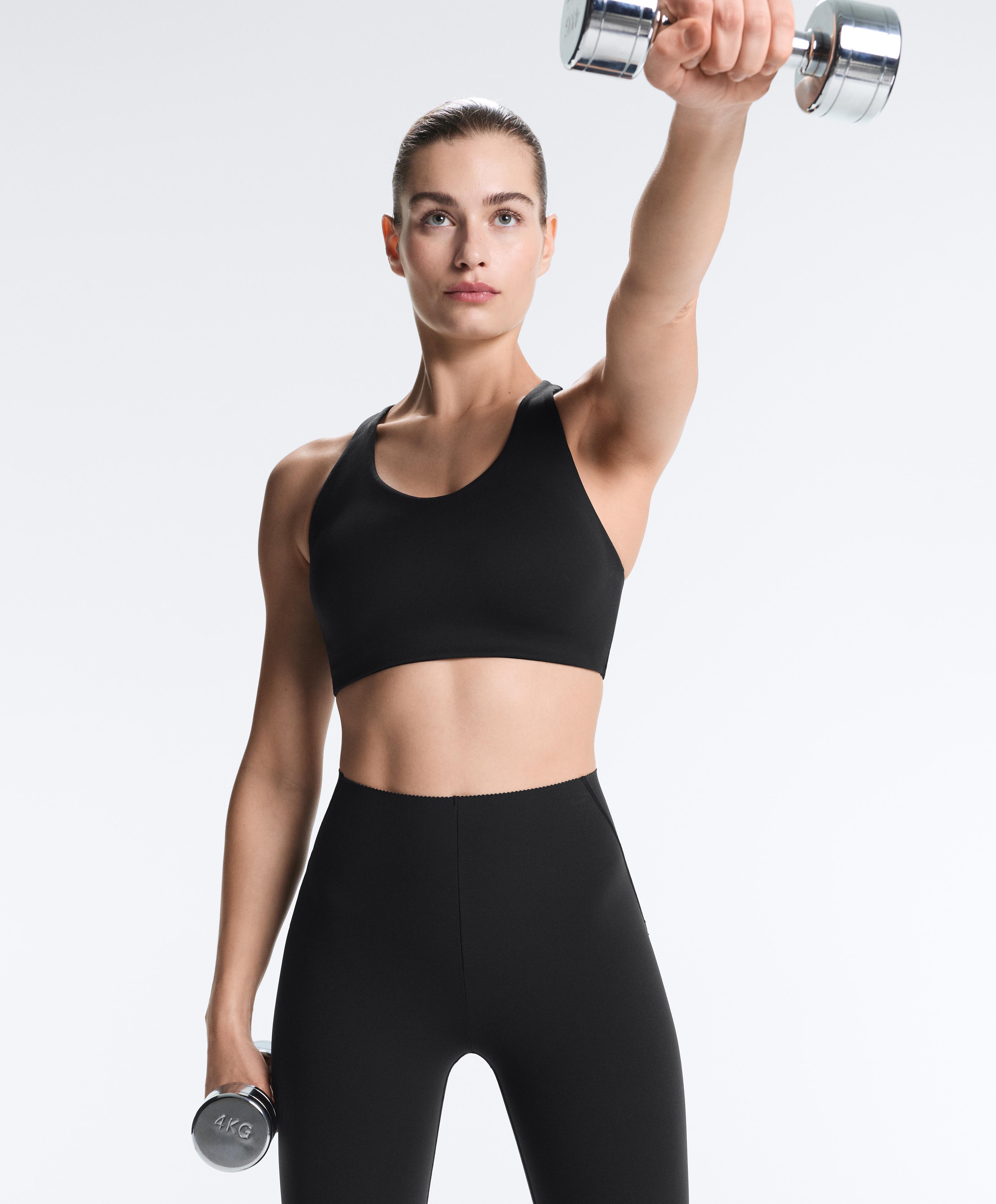 Compressive high-rise core-control ankle-length leggings — BLACK
