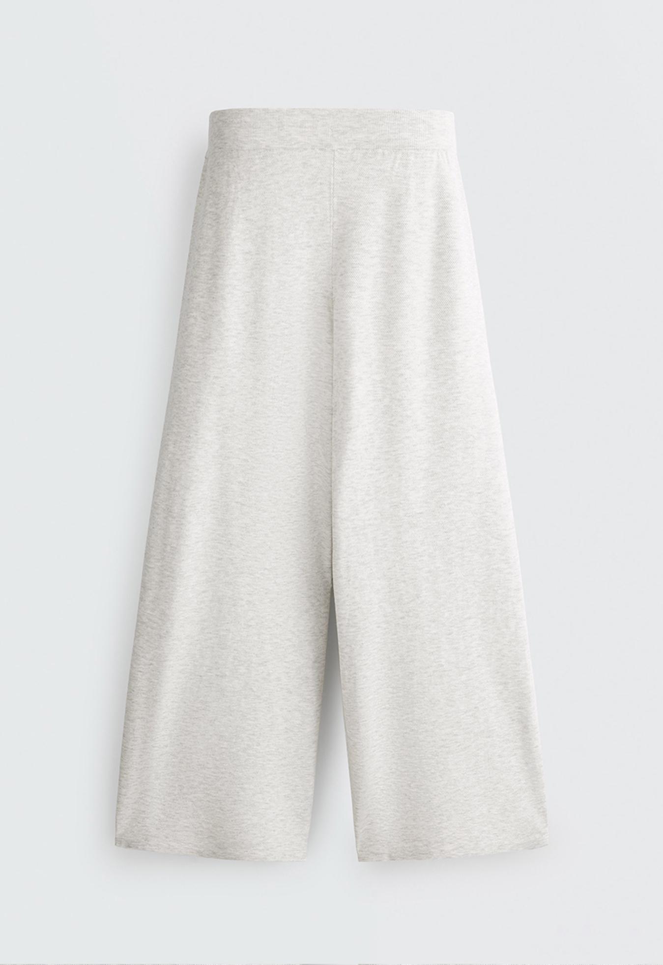 Straight-leg knit trousers — PALE GREY MELANGE