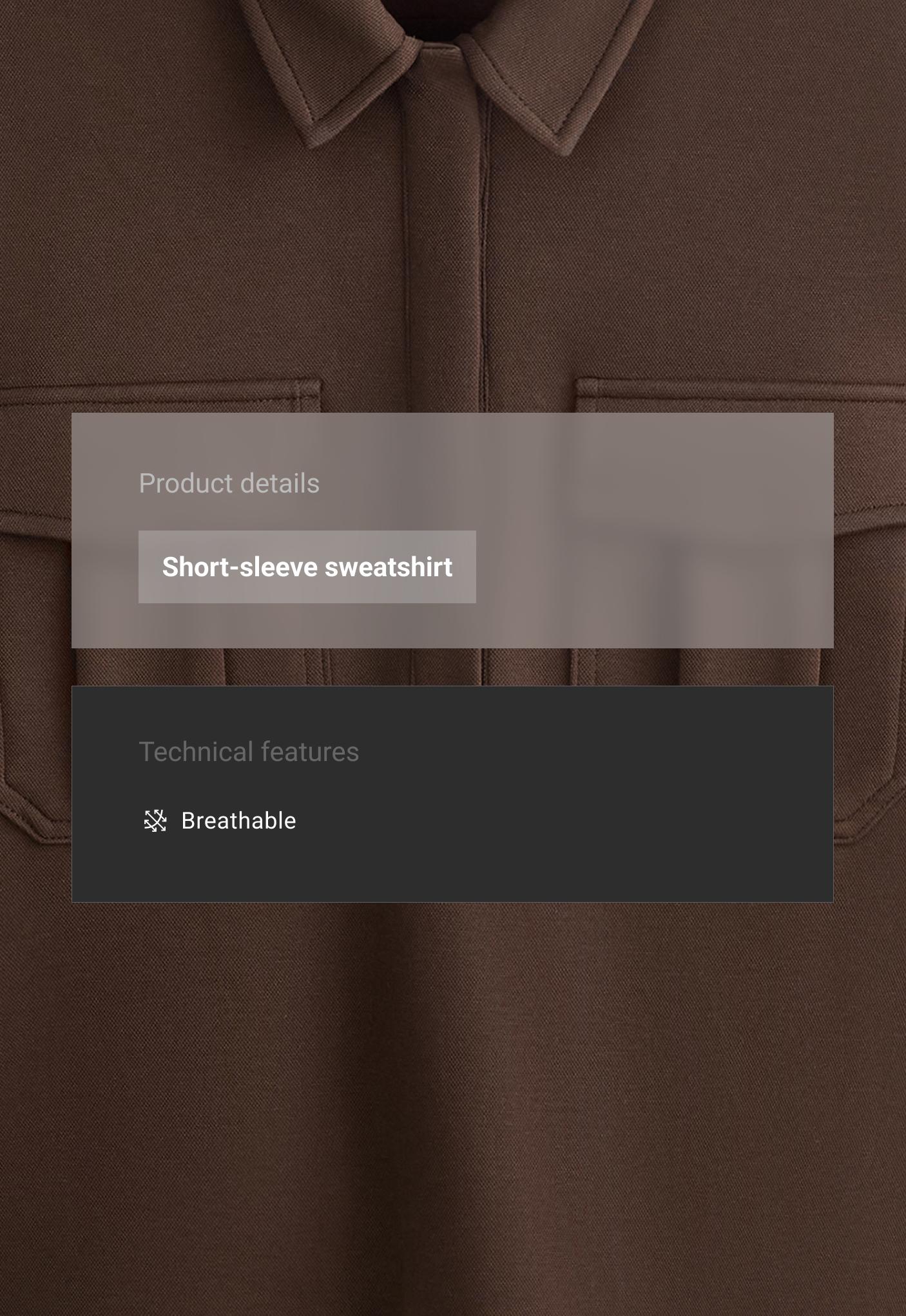 Utility short-sleeve sweatshirt with cotton piqué — DARK BROWN