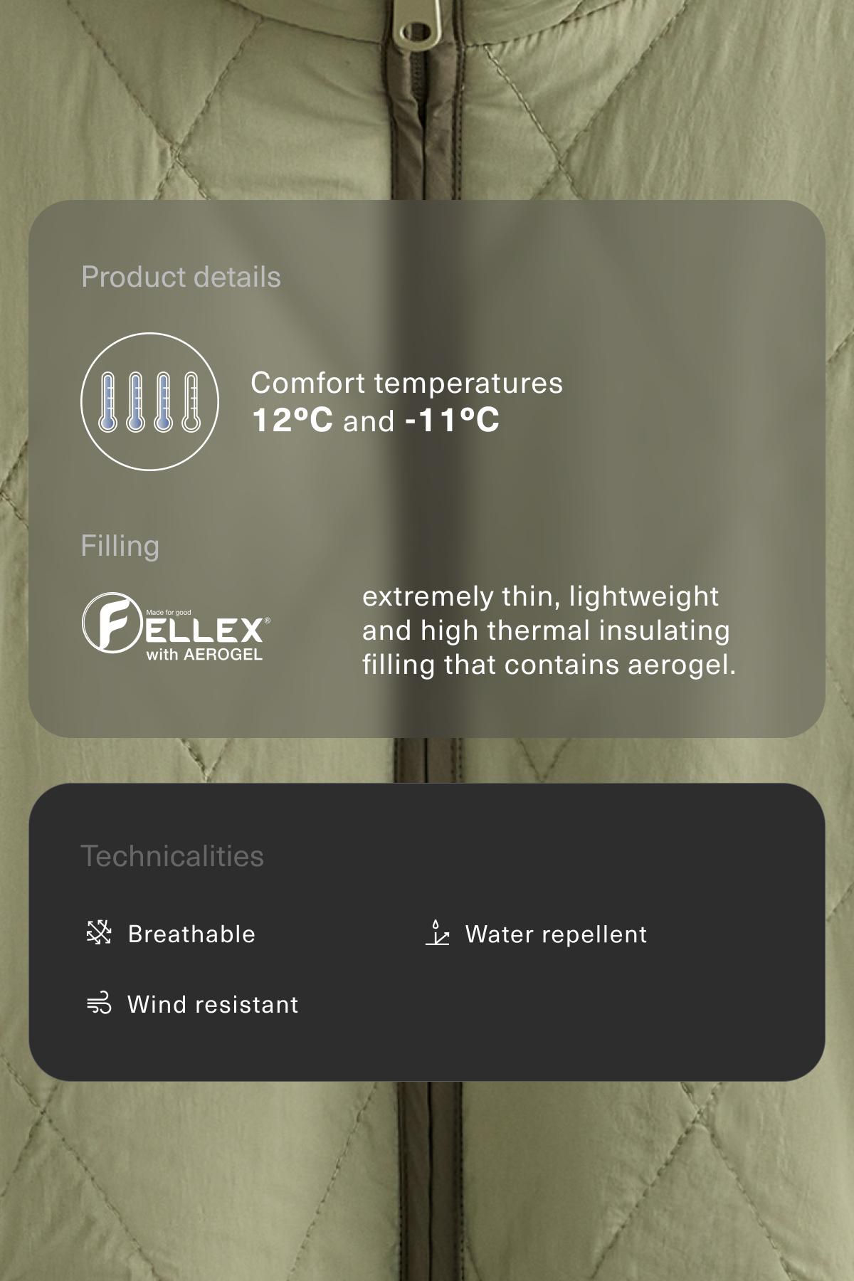 Water-repellent FELLEX® AEROGEL padded jacket — WASHED APPLE GREEN