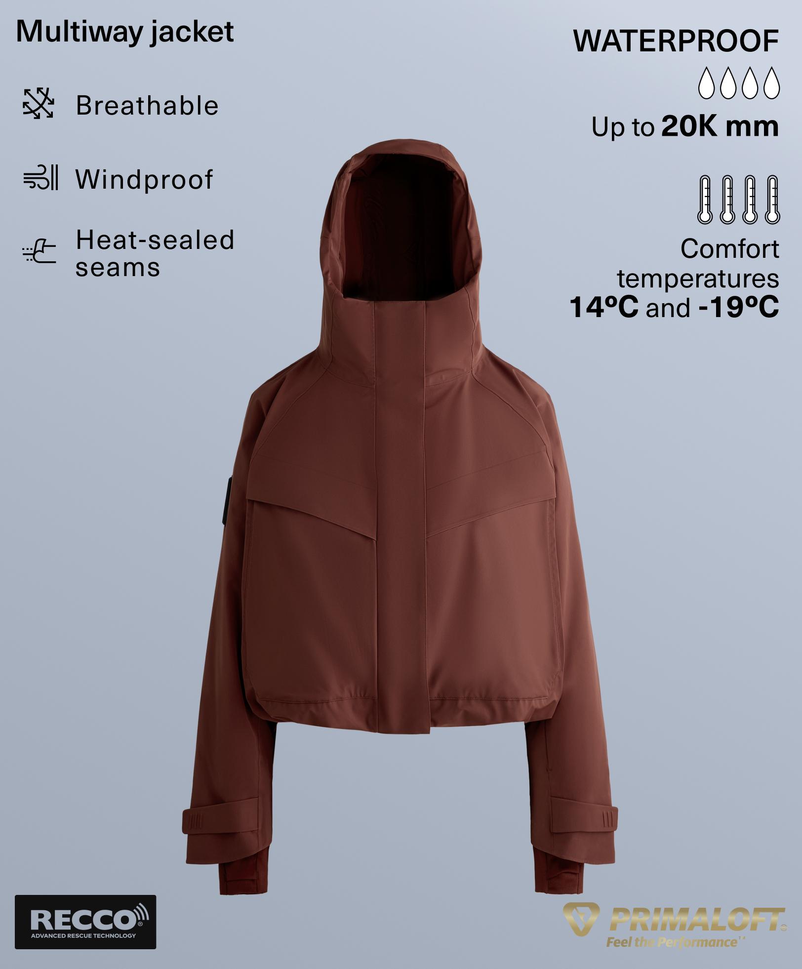 Primaloft® Feel the Performance TM SKI waterproof jacket with pockets — TERRACOTTA