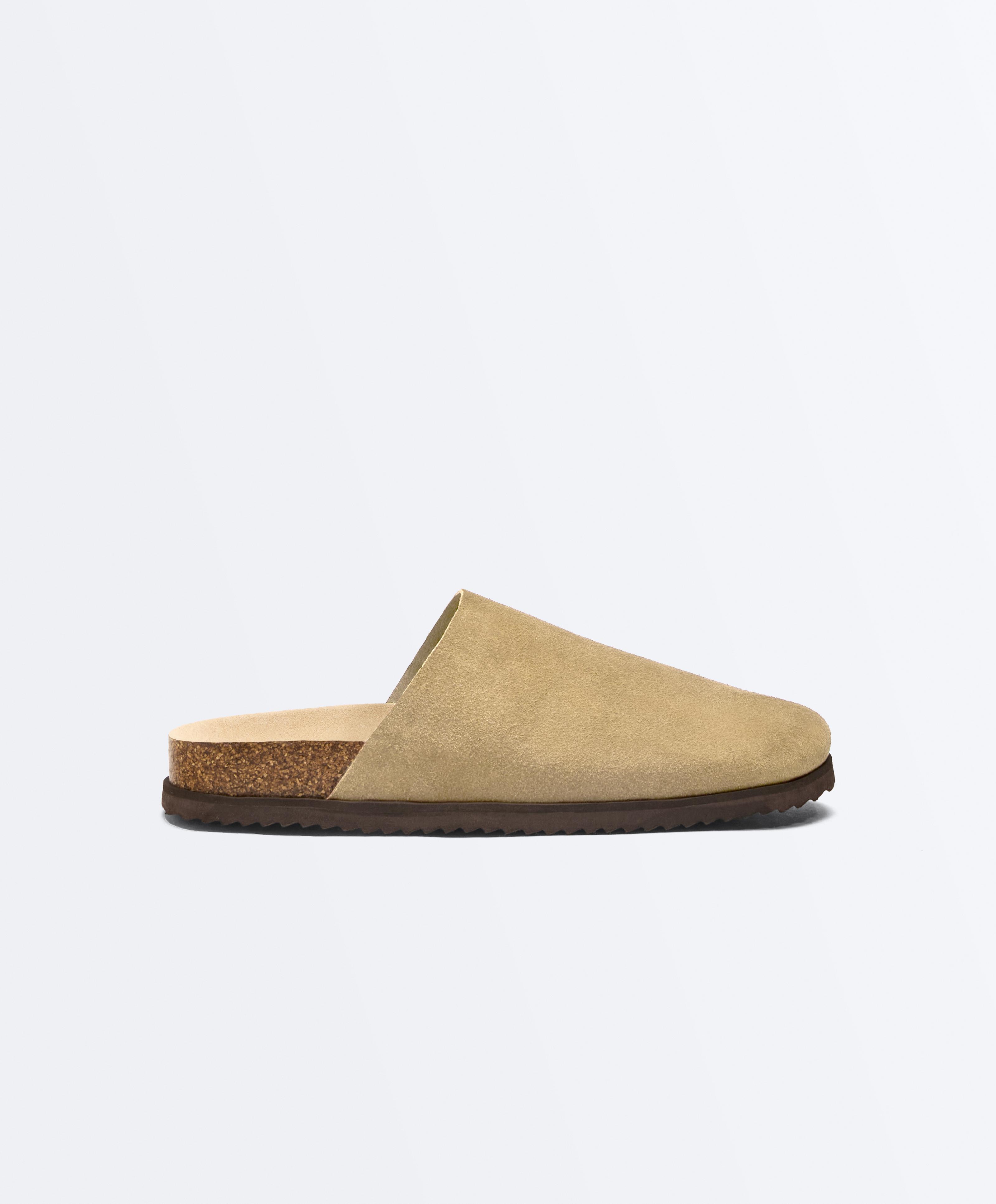 Split leather mules — SAND