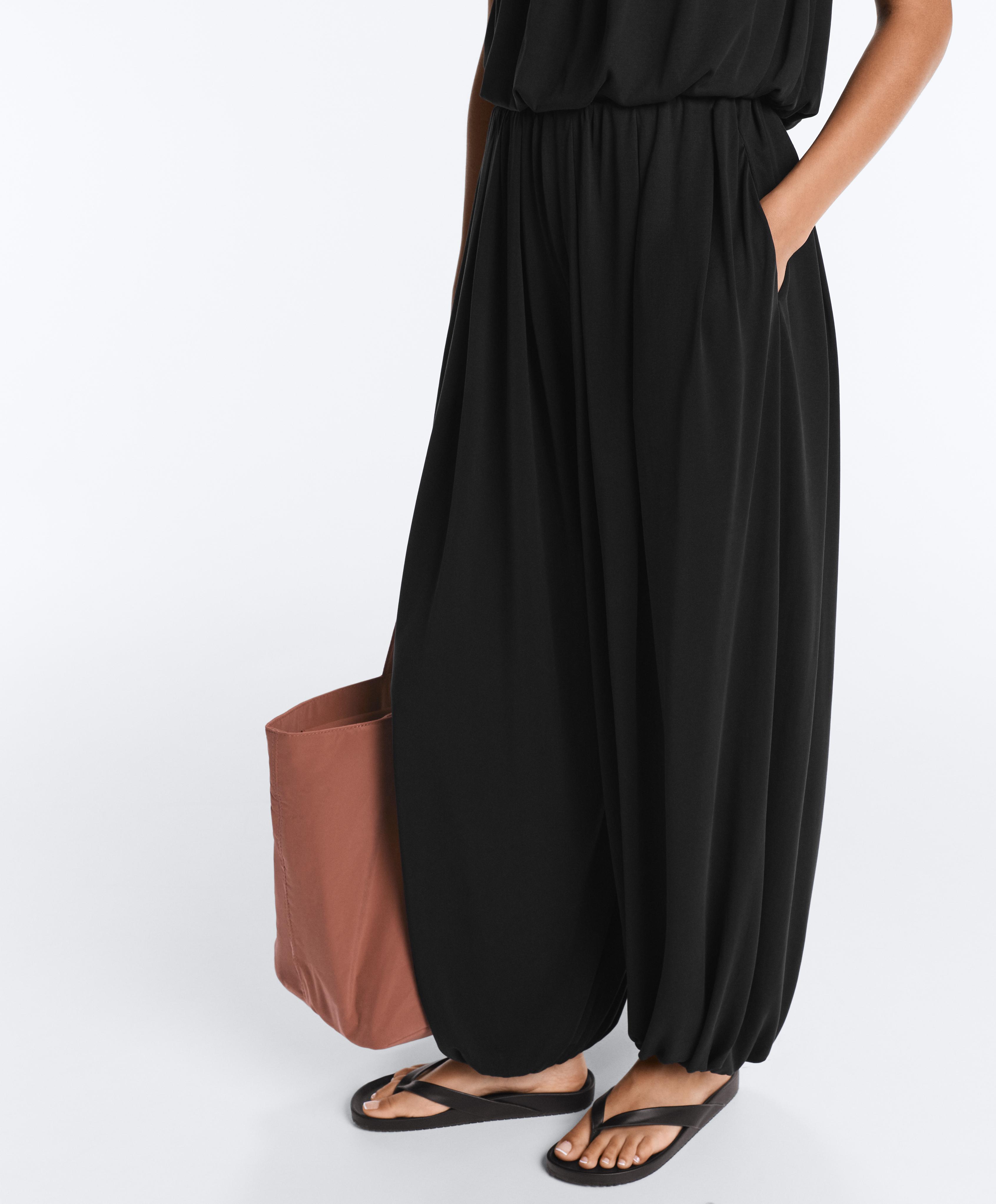 Modal blend Balloon trousers — BLACK