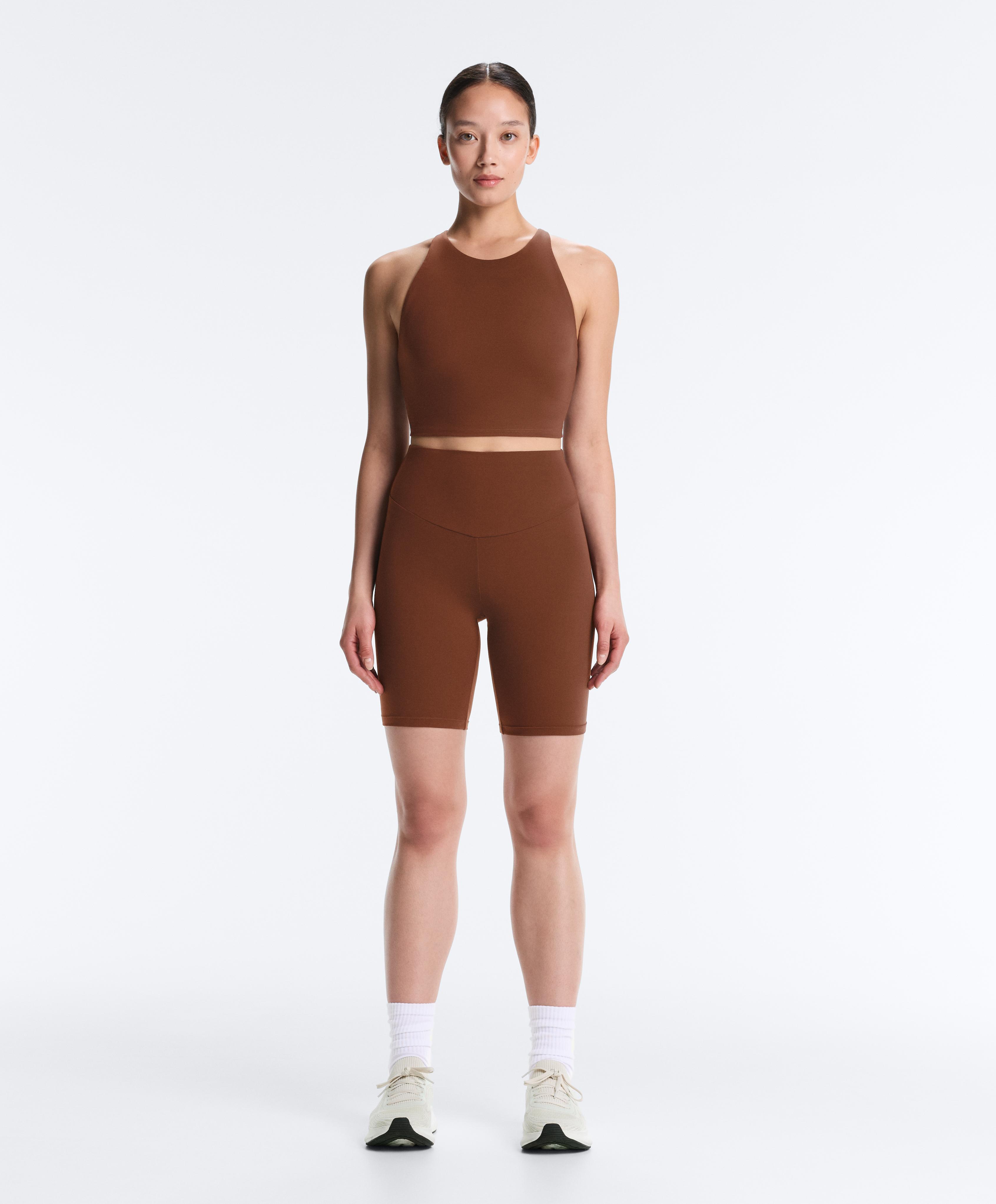 Comfortlux high-rise 20cm biker leggings — COFFEE