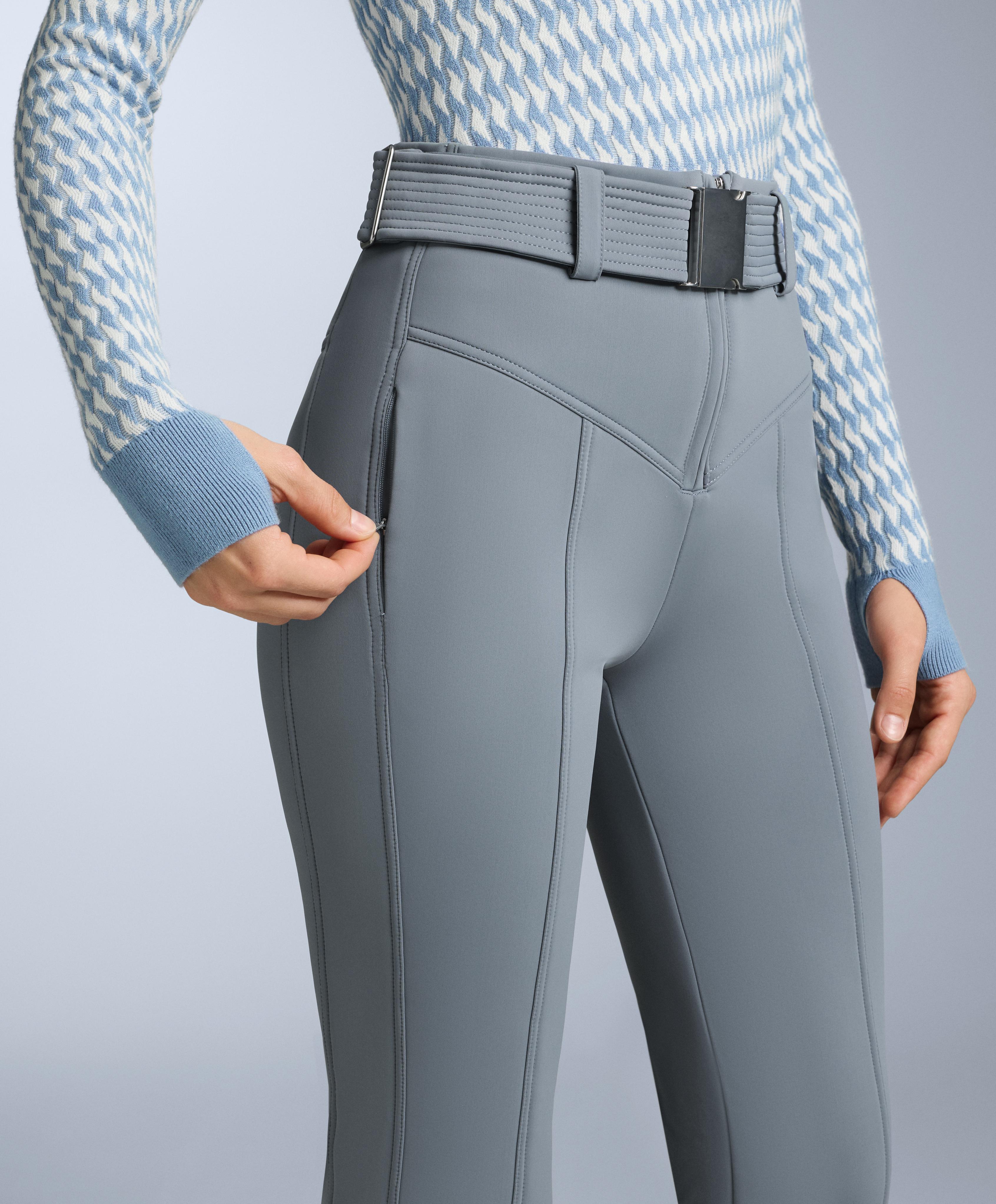Water-resistant high-rise flare stretch SKI trousers — GREY-BLUE