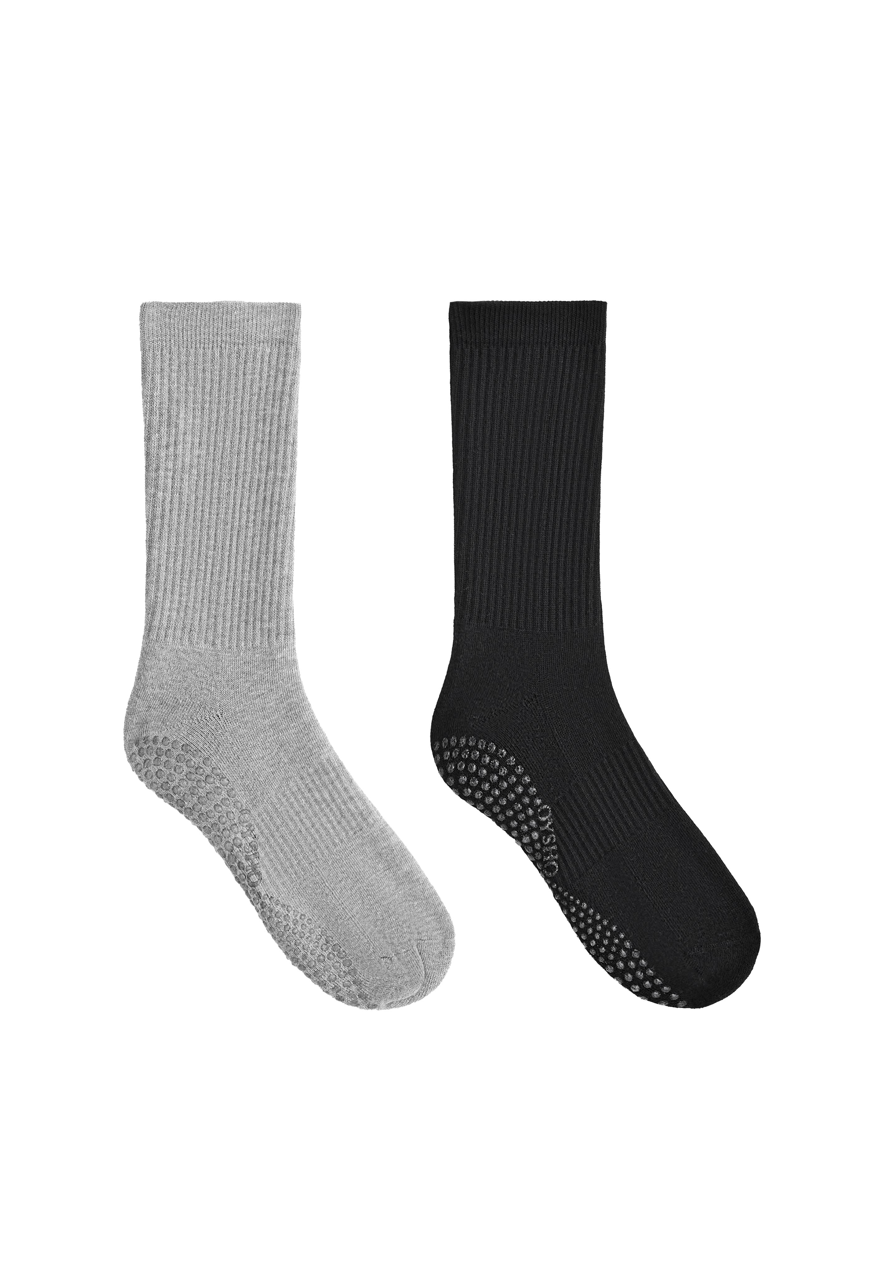 2 pairs of classic cotton blend yoga and Pilates socks — BLACK