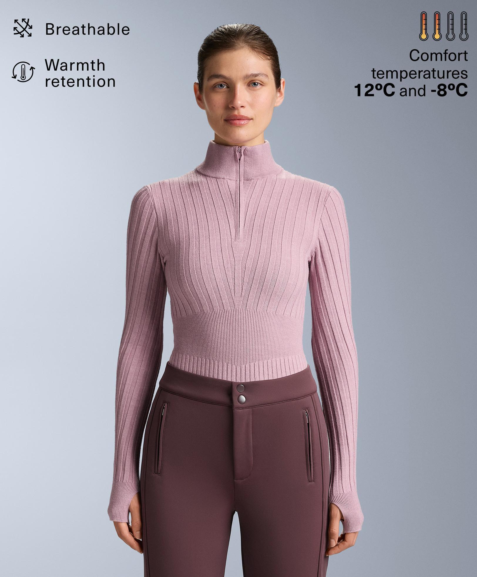 Thermal base layer rib knit T-shirt with peak - Sale