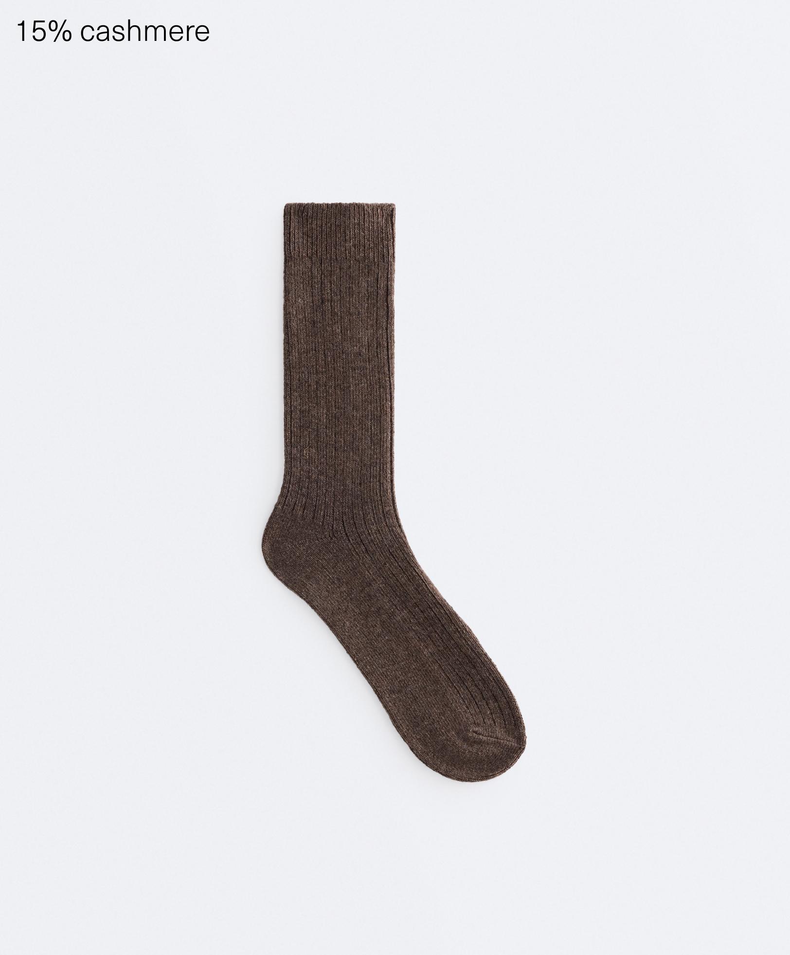 Classic socks 15% cashmere 10% wool — DARK BROWN