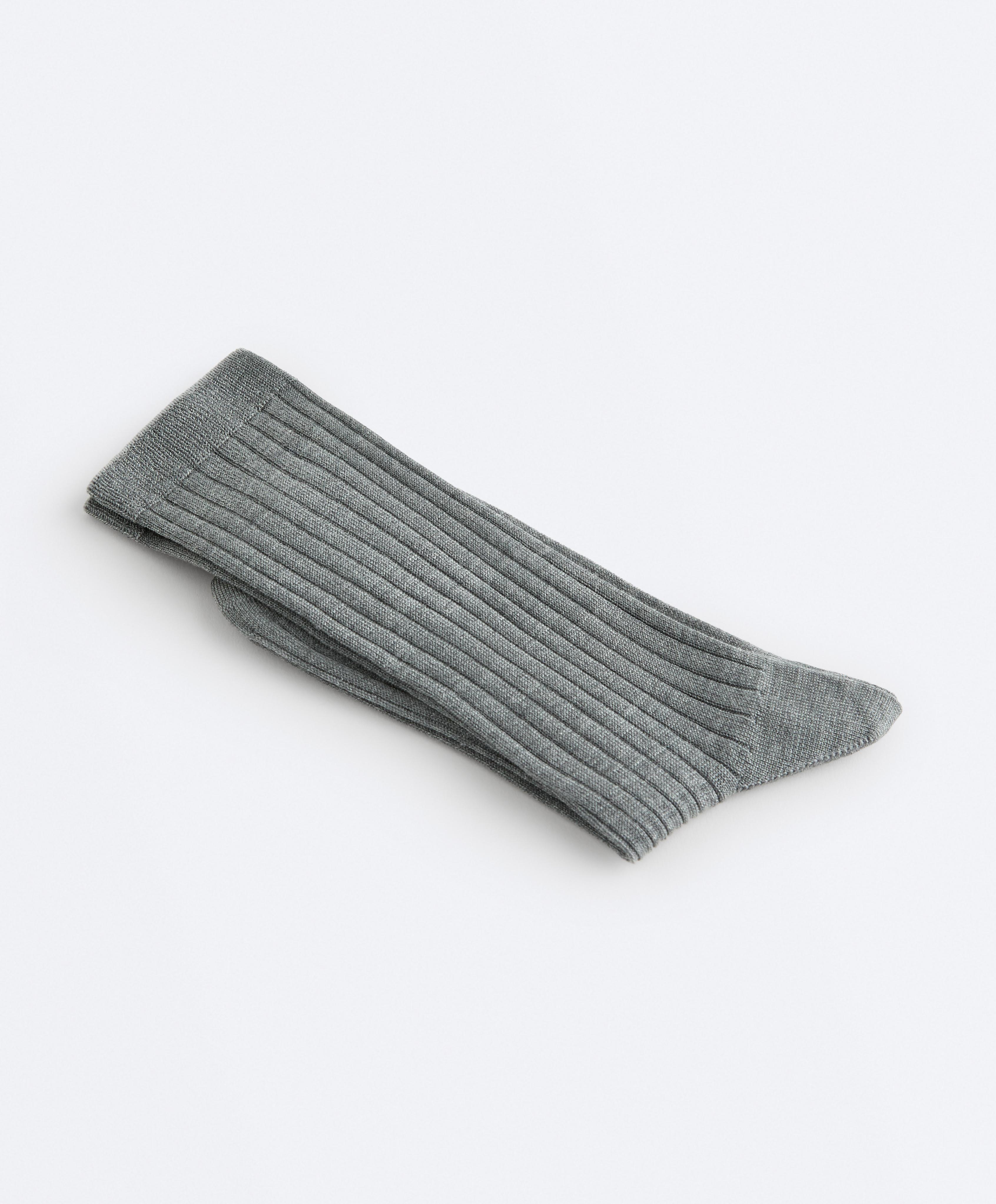 Classic Rib silk blend sock — MOTTLED GREY MELANGE