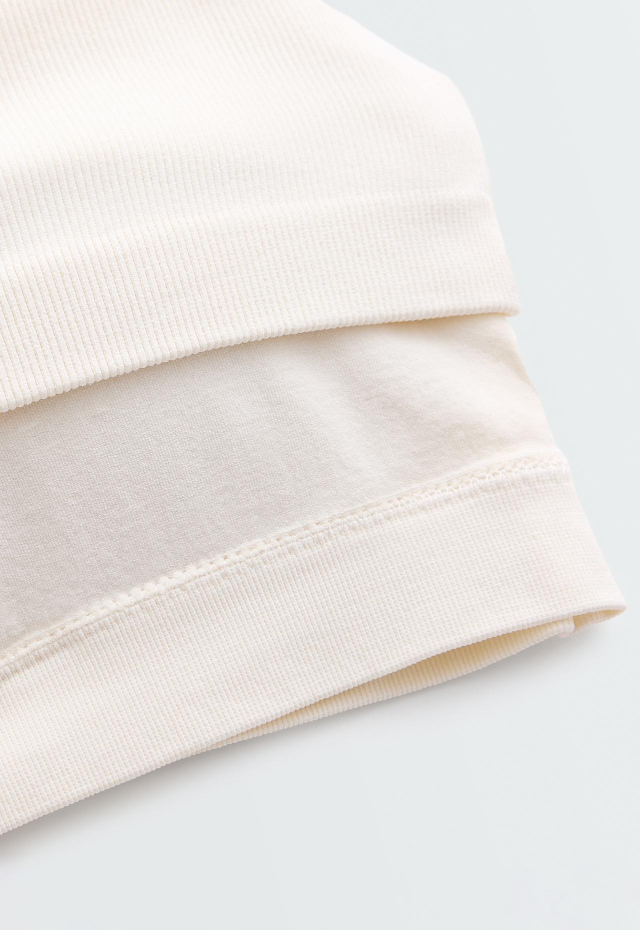 Rib modal blend tank top with square neckline, neck — PALE ECRU