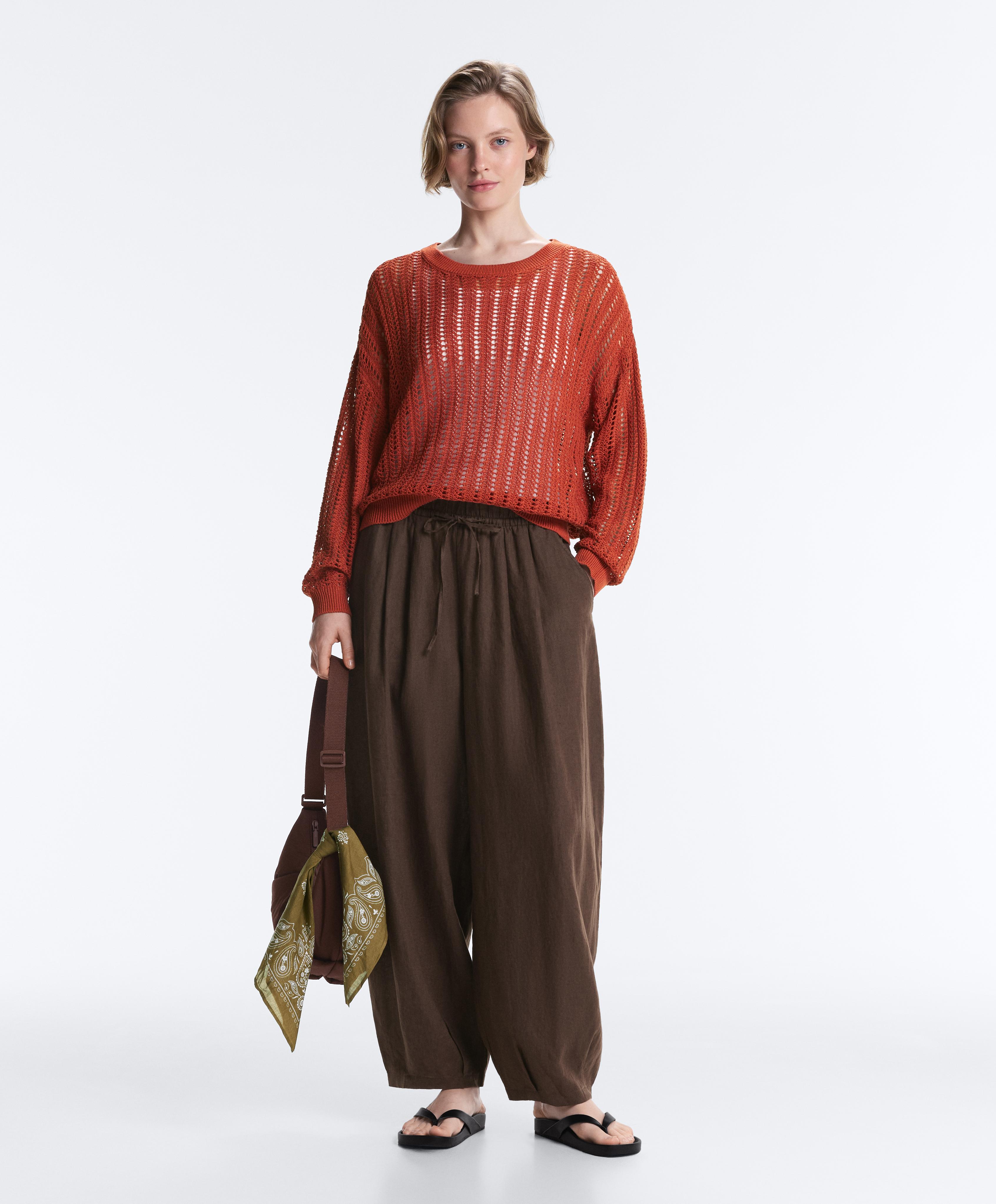 Ажурний светр в рубчик