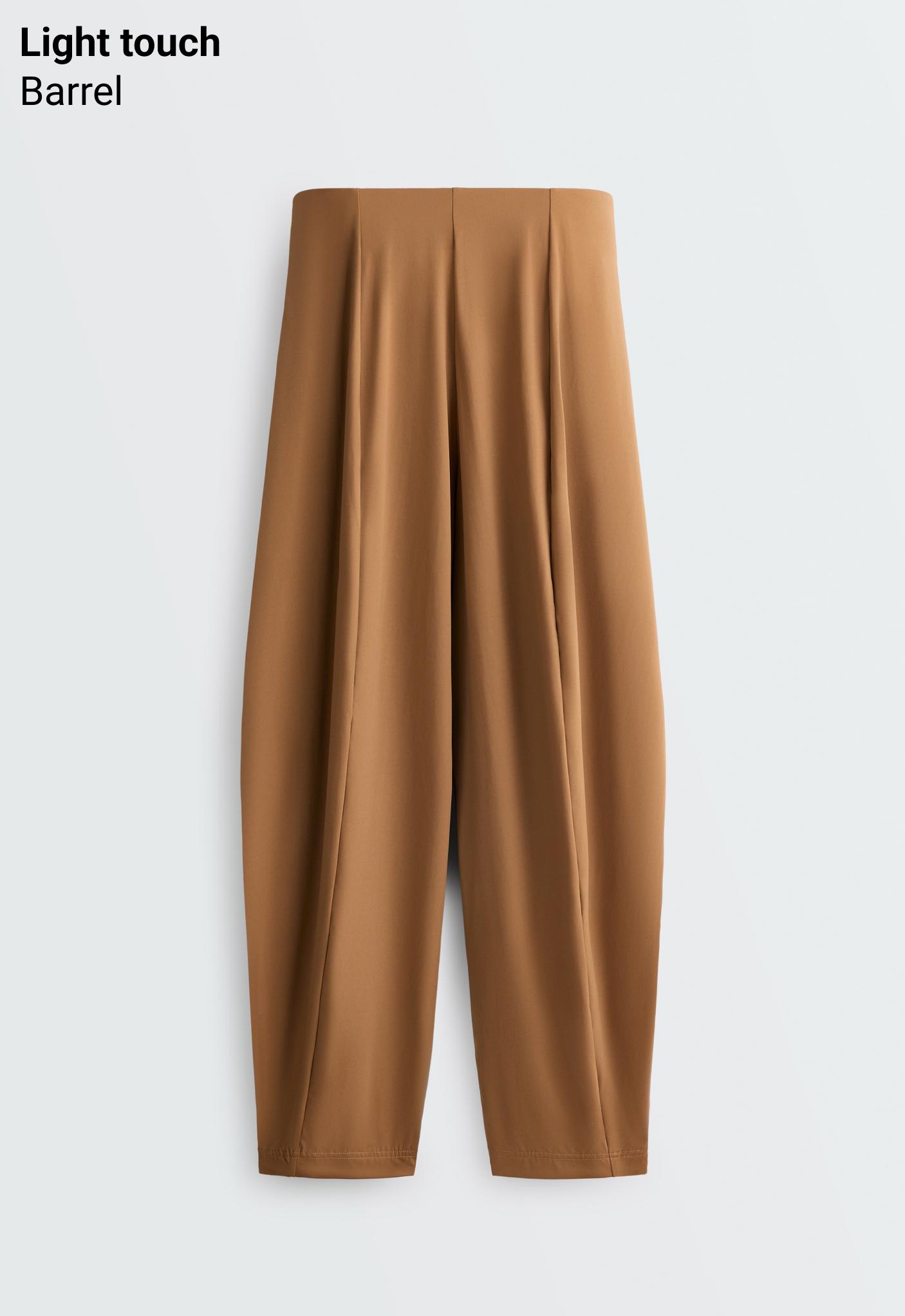 Light Touch high-rise long Barrel trousers — TOFFEE