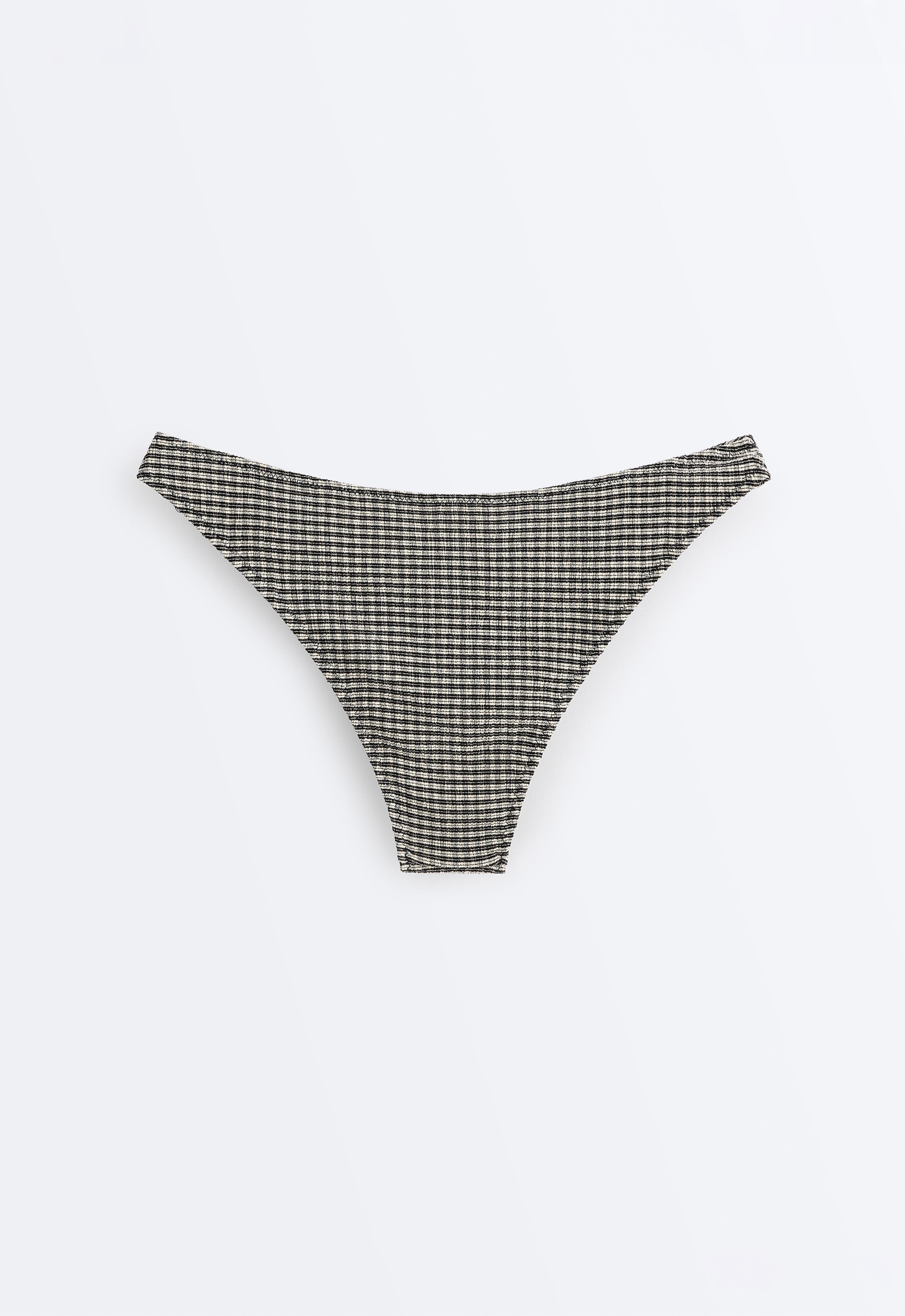 Mini check U-cut medium-coverage bikini briefs — BLACK