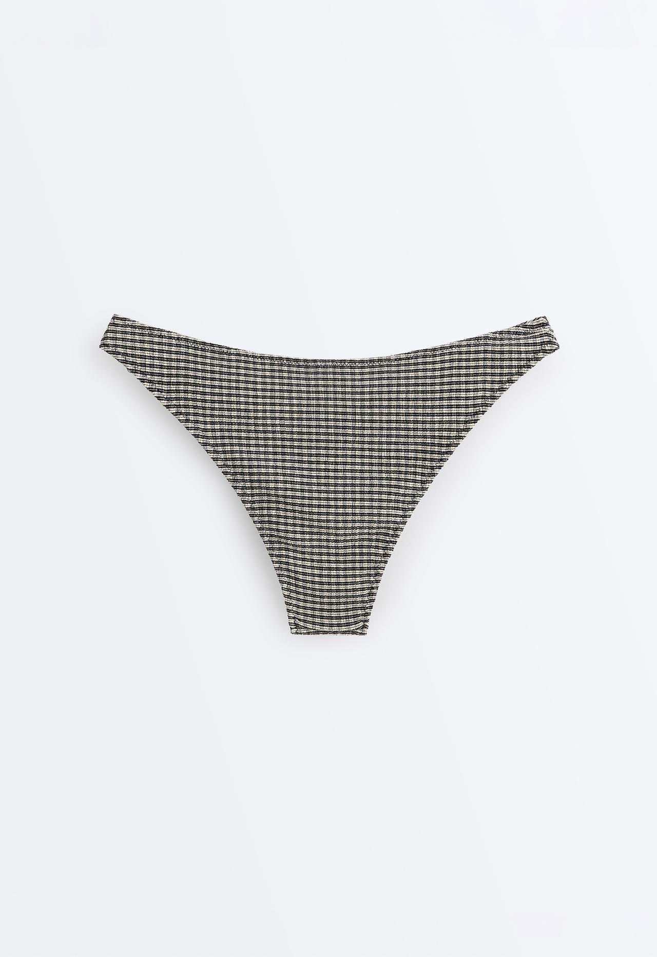 Mini check U-cut medium-coverage bikini briefs — BLACK