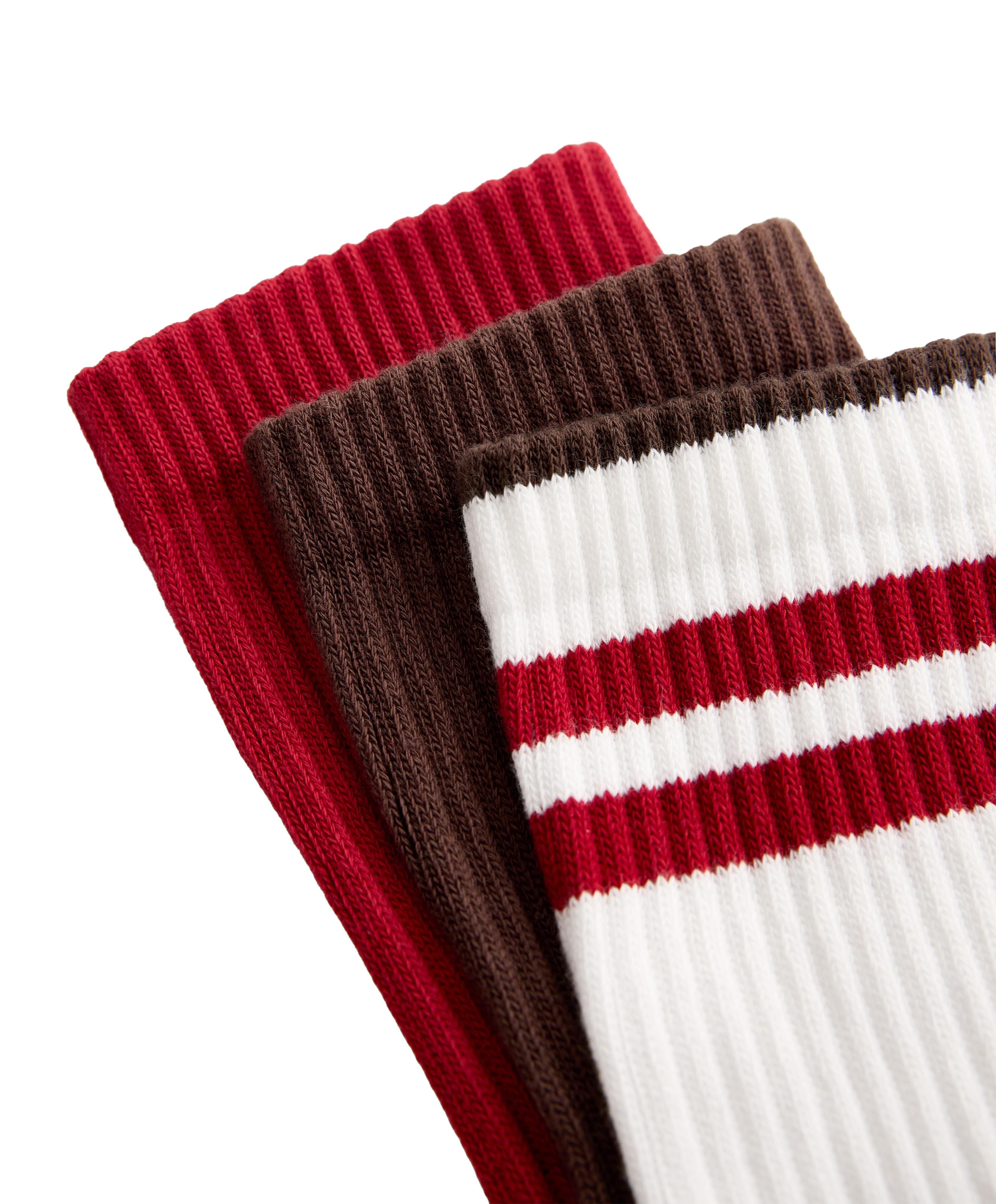 3 pairs of classic cotton blend sports socks — CHOCOLATE