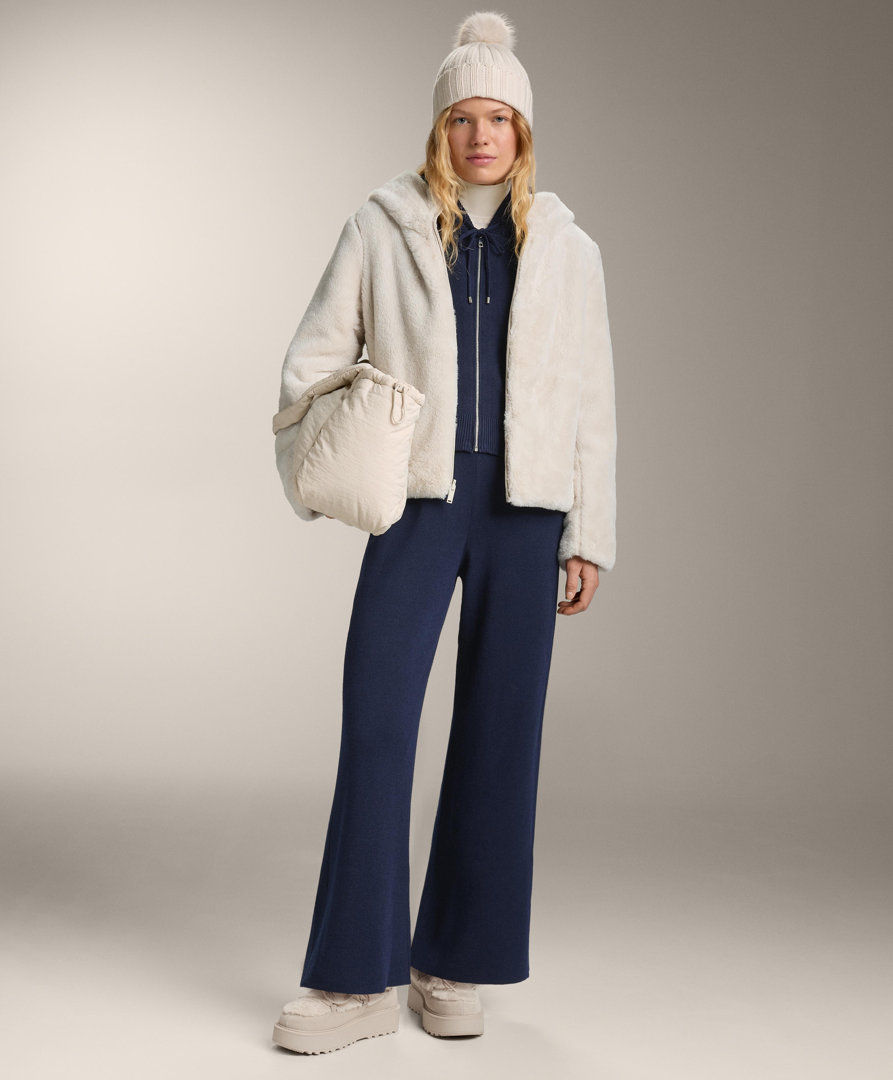 Straight-leg knit trousers with side rib
