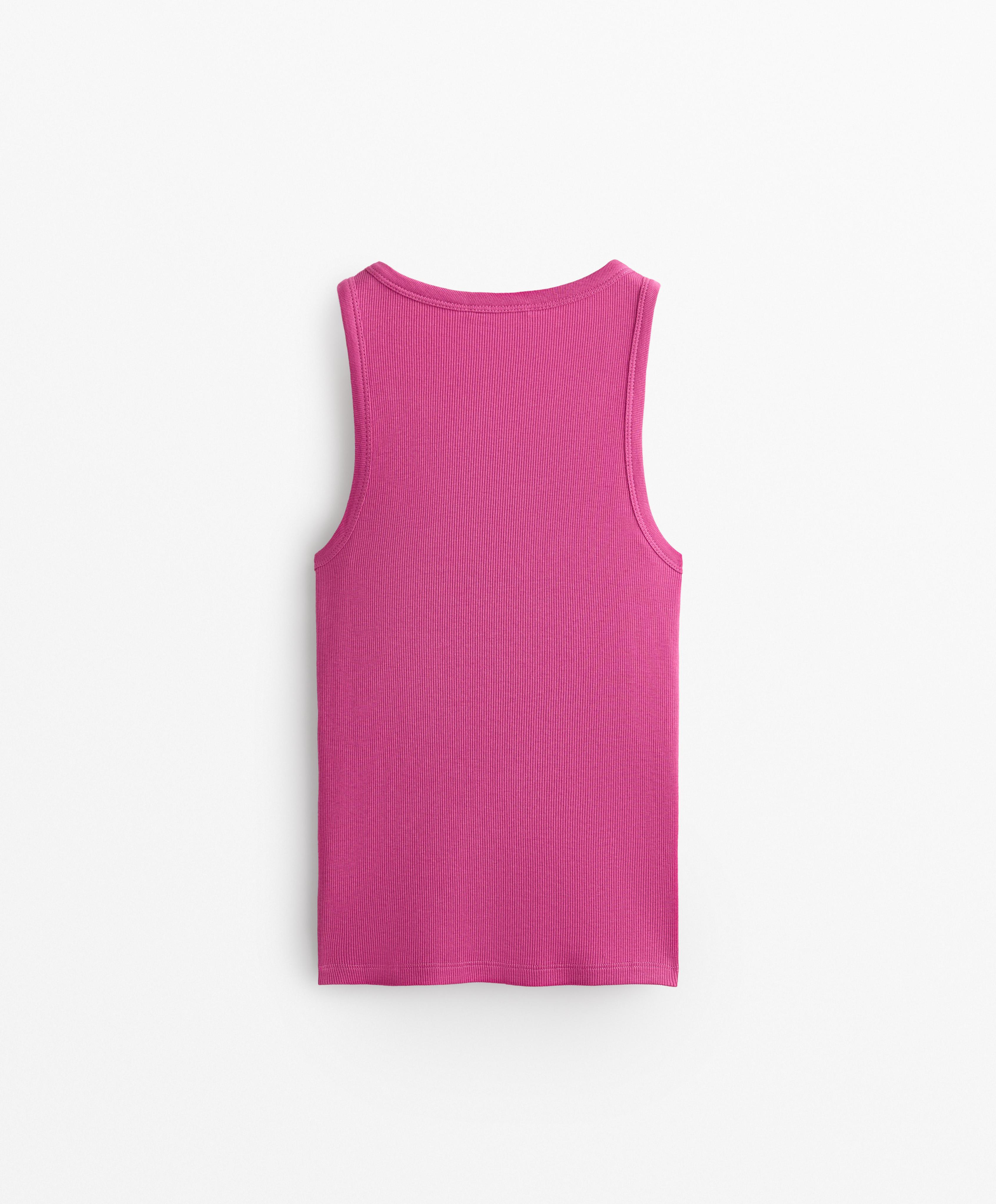 Sleeveless rib top with cotton and modal