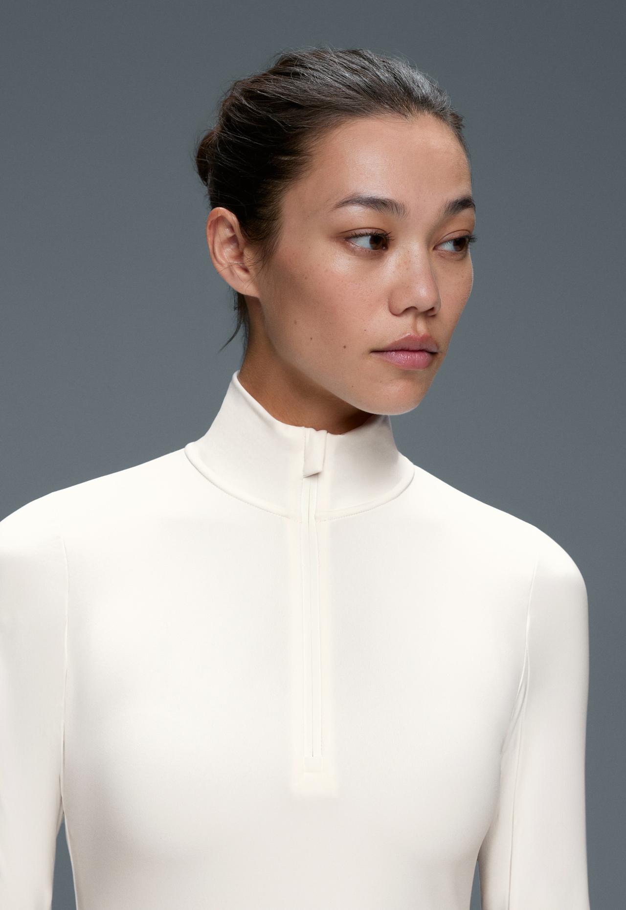 Thermal Base layer mid zip T-shirt — WHITE