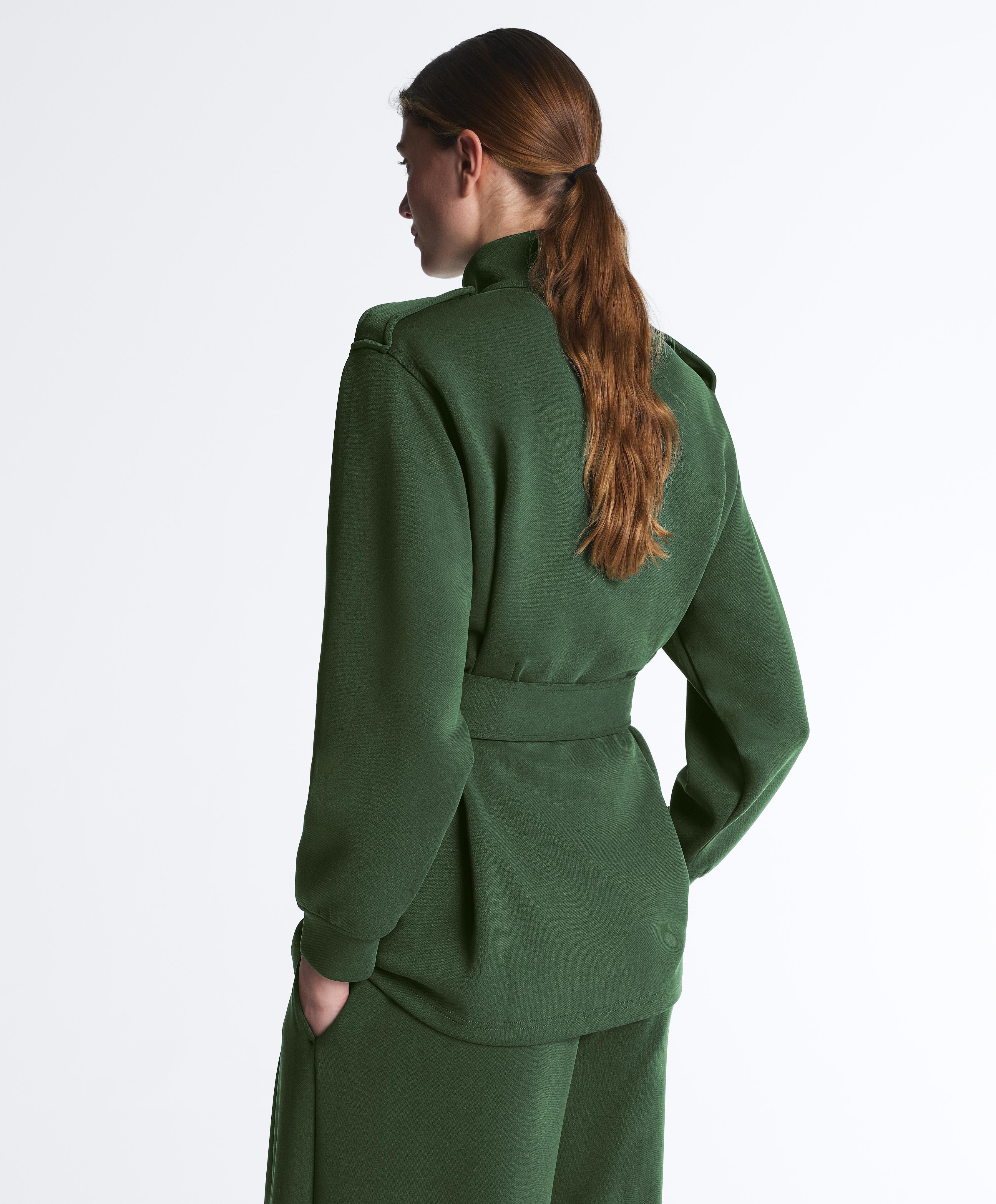 Long Utility jacket with twill belt — GREEN