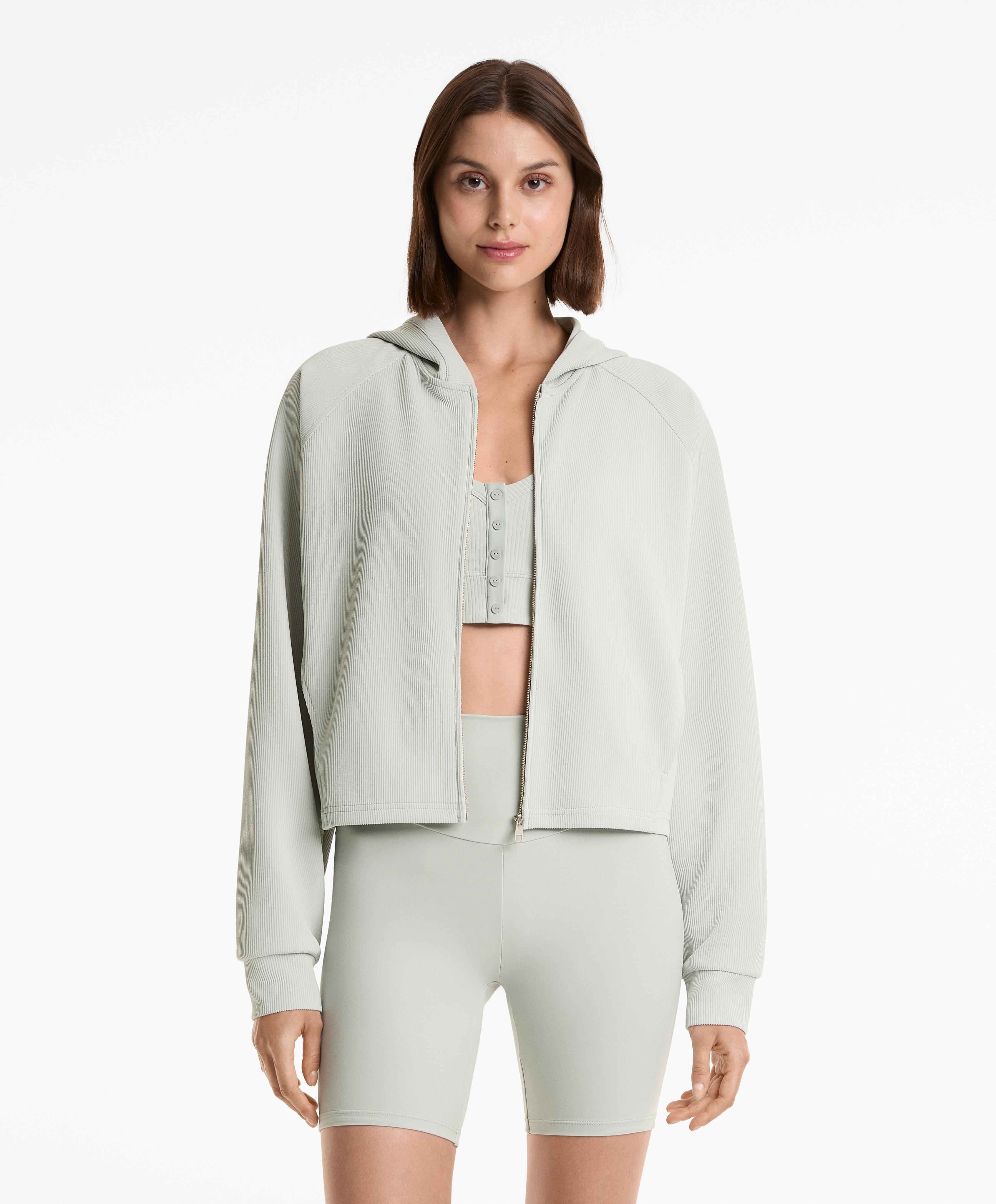 Ribbed hooded jacket with 29% modal Ribbed hooded jacket with 29% modal