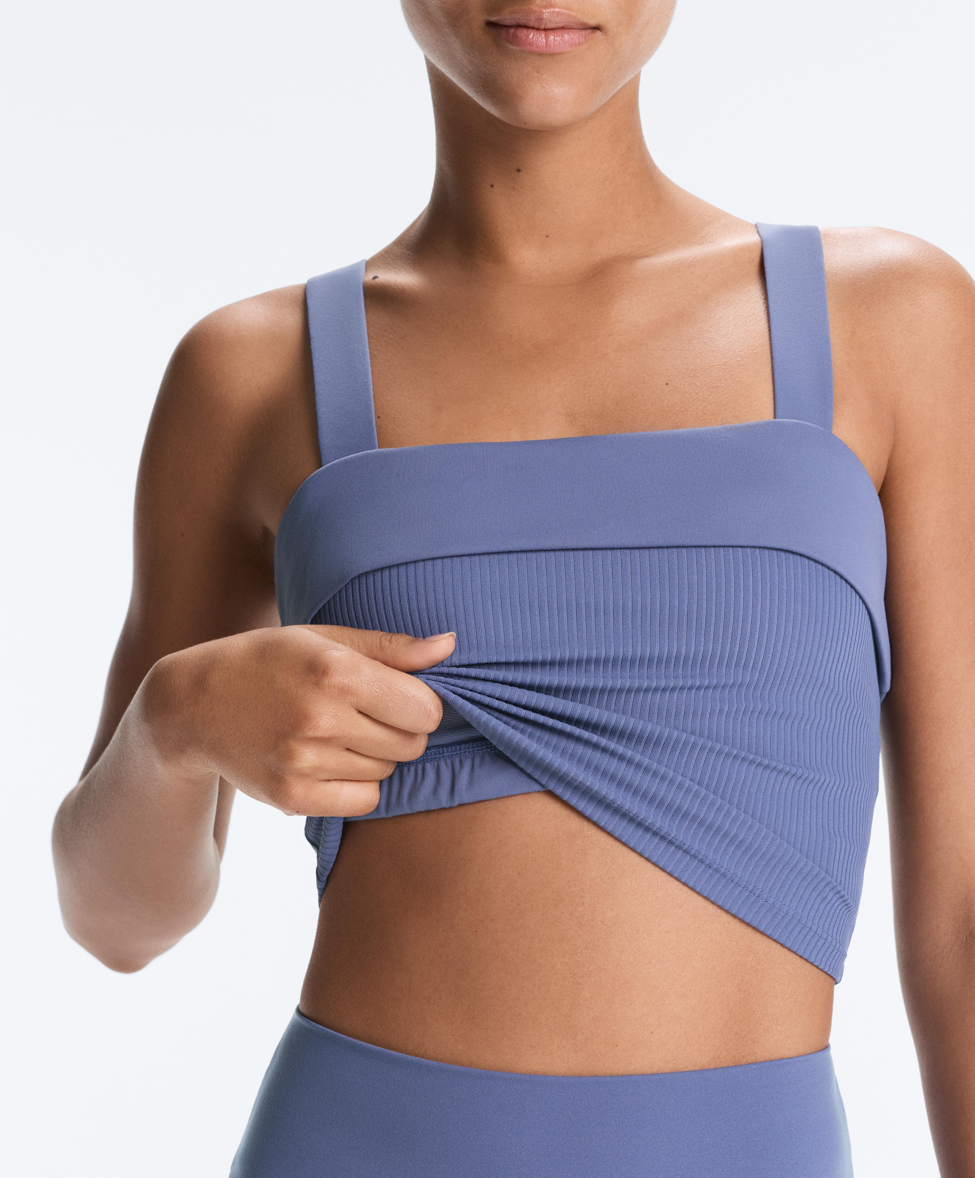 Comfortlux rib turn-up tank top — MID-WASHED BLUE