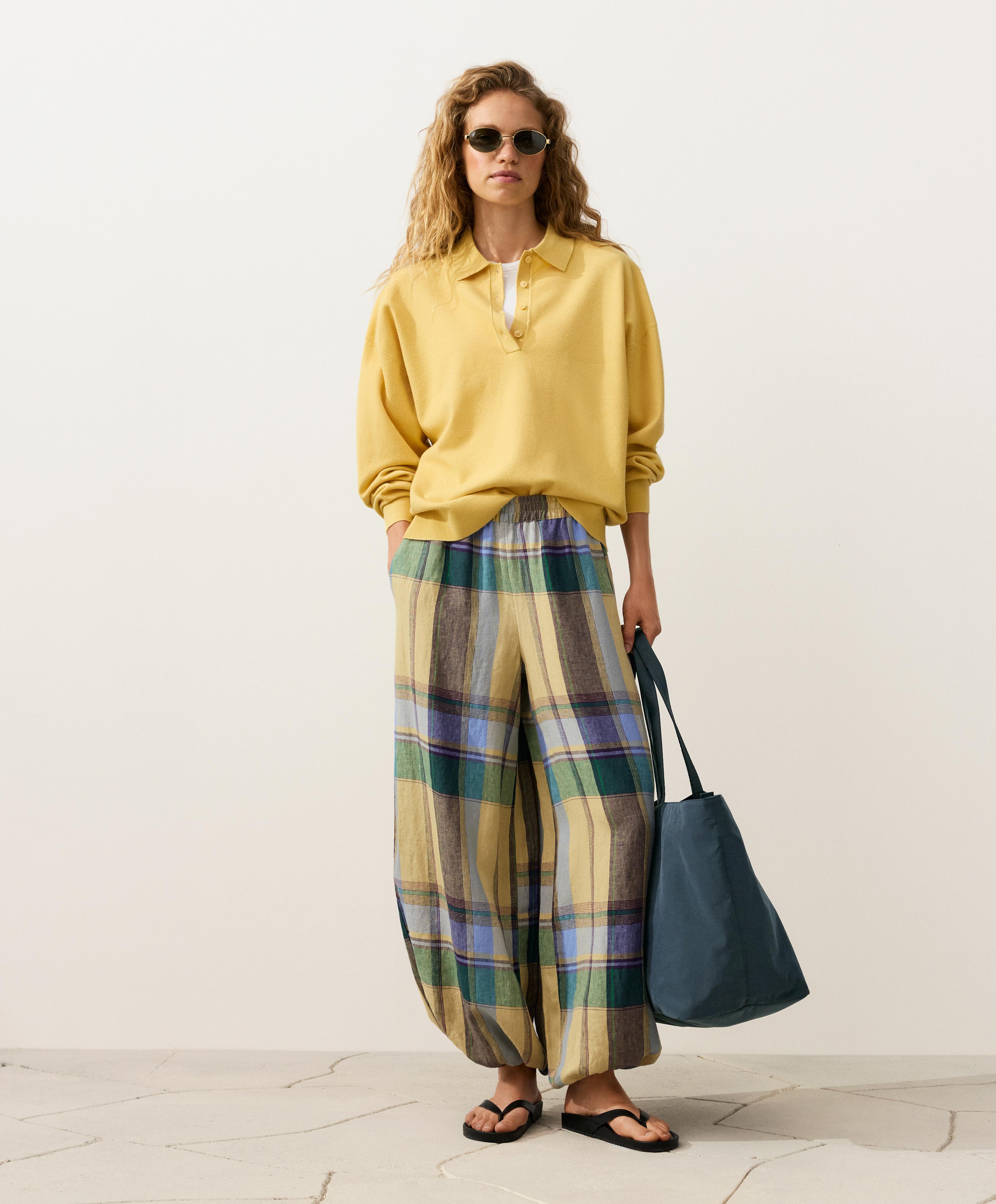 100% linen bloomer trousers — MID-YELLOW
