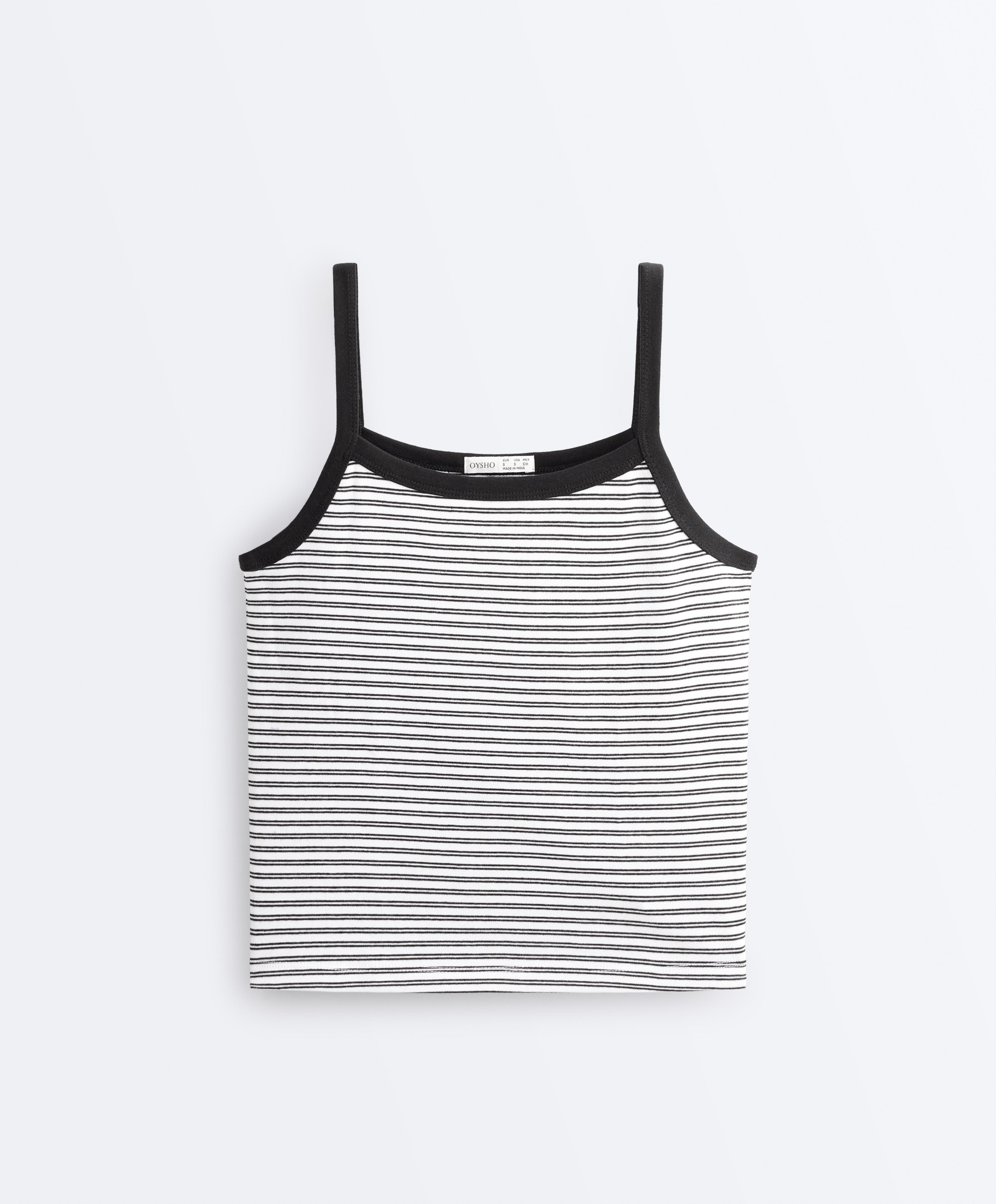 Striped cotton-blend rib vest top