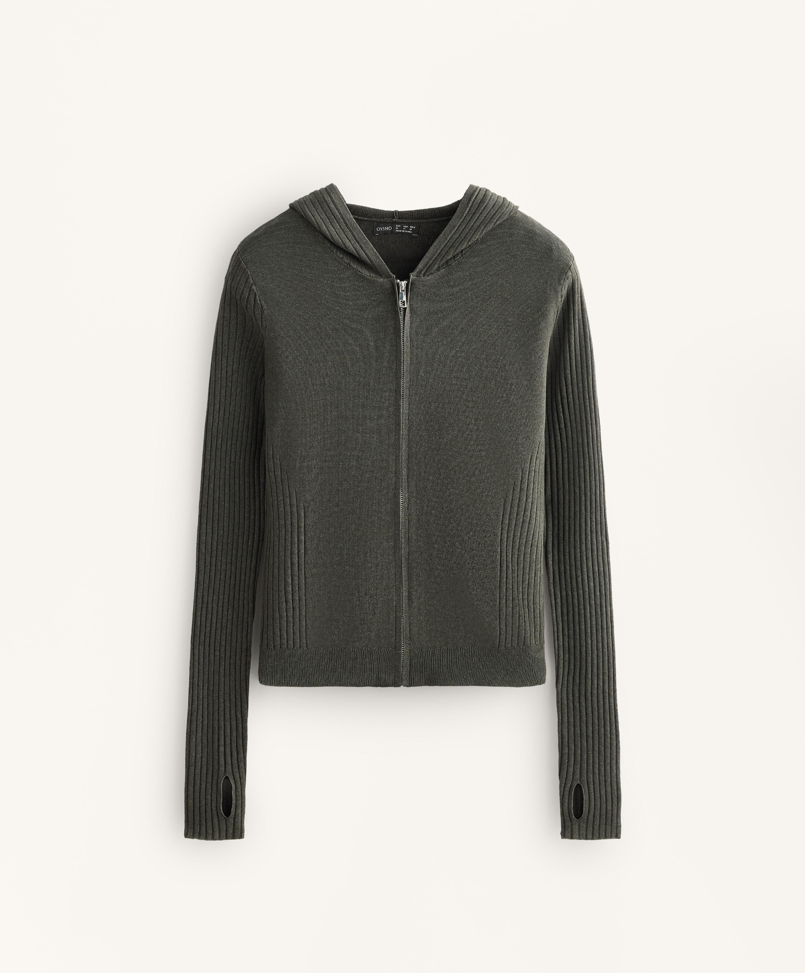 Jachetă din tricot slim fitted cu glugă Jachetă din tricot slim fitted cu glugă