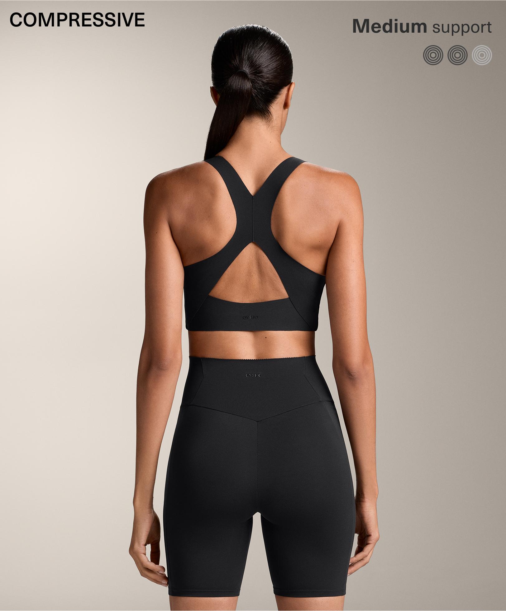 Compressive medium-support bra with cups