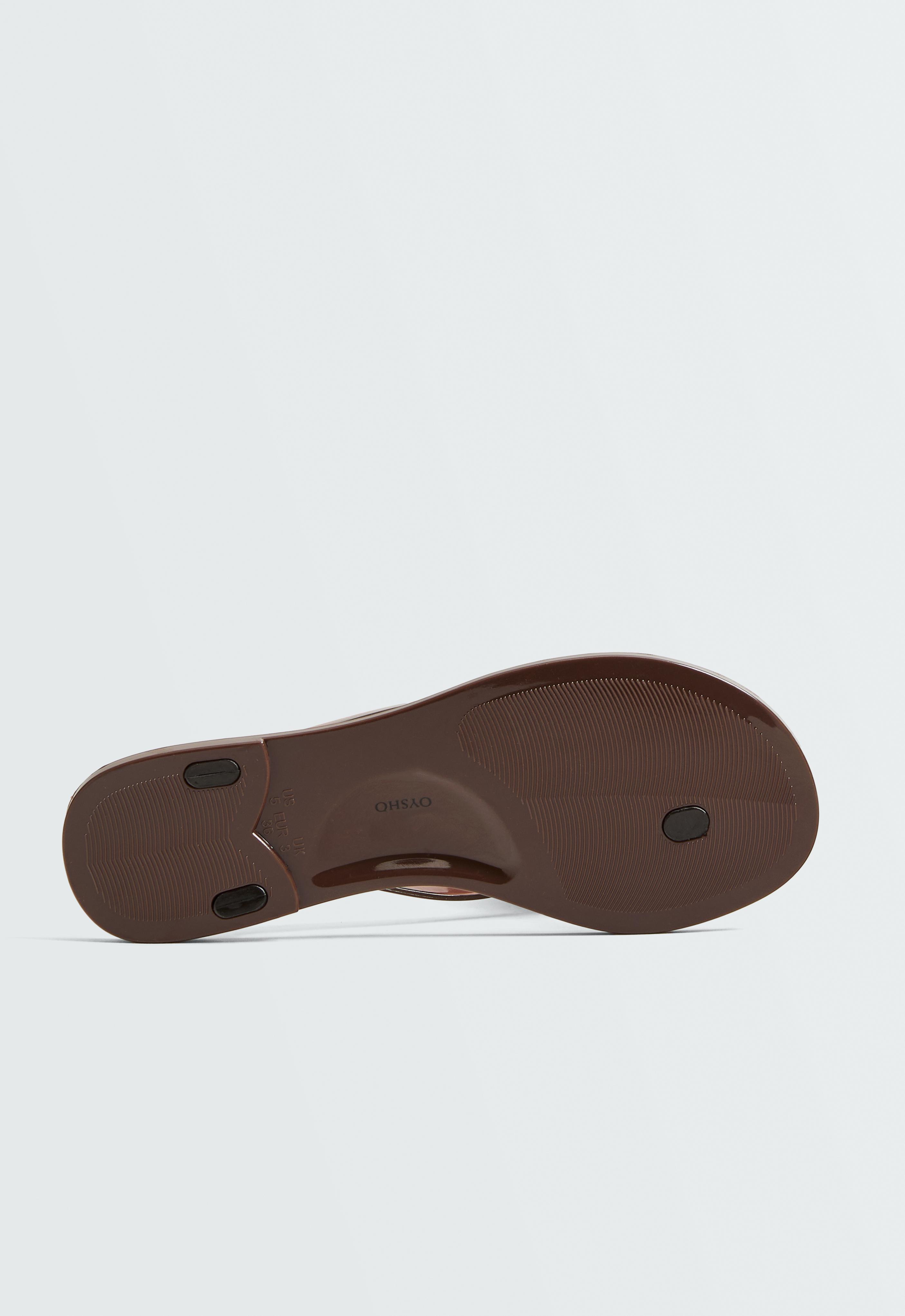 Translucent effect beachwear flip flops — BROWN