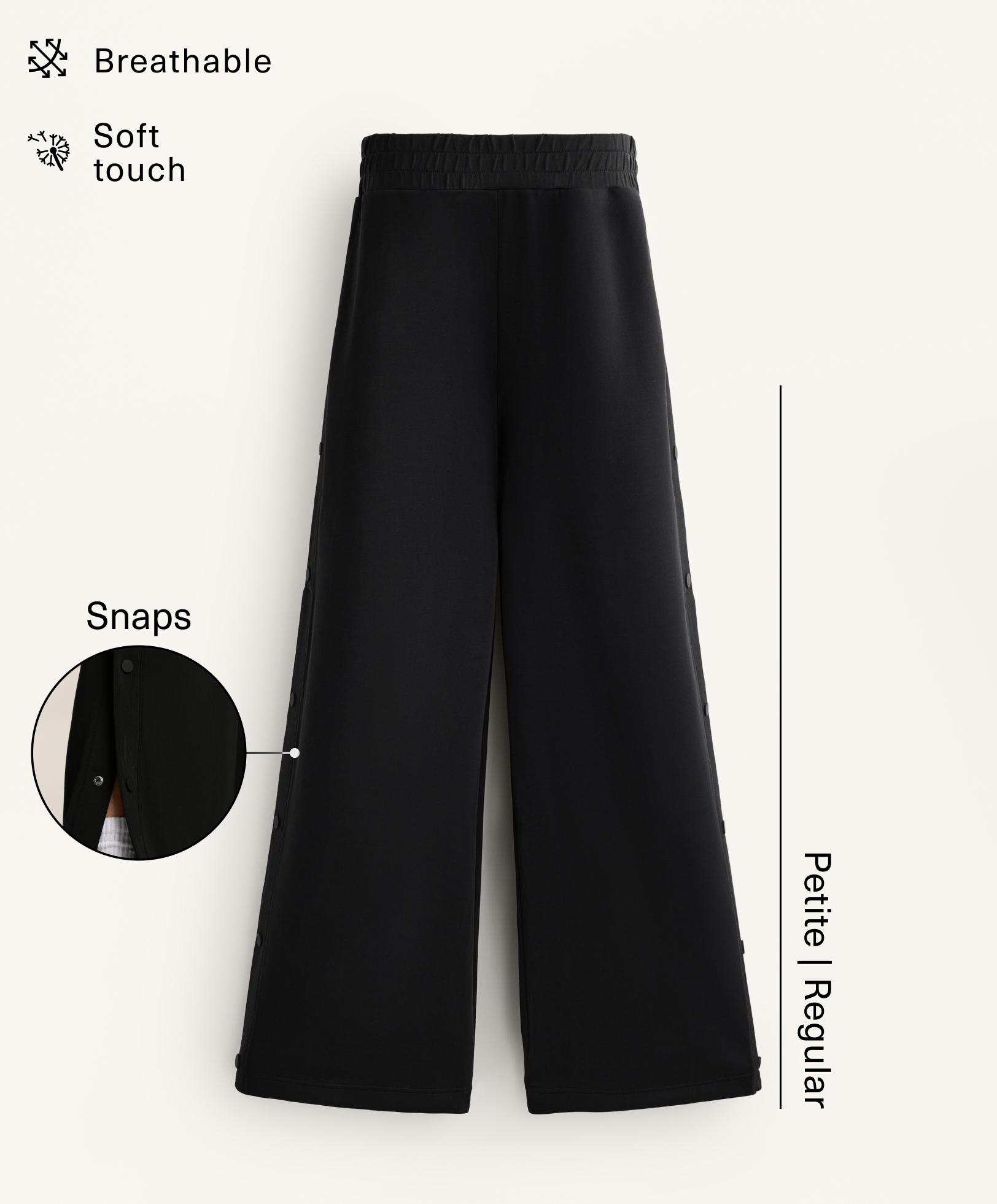 Straight-leg trousers with buttons and rib with soft-touch modal — BLACK