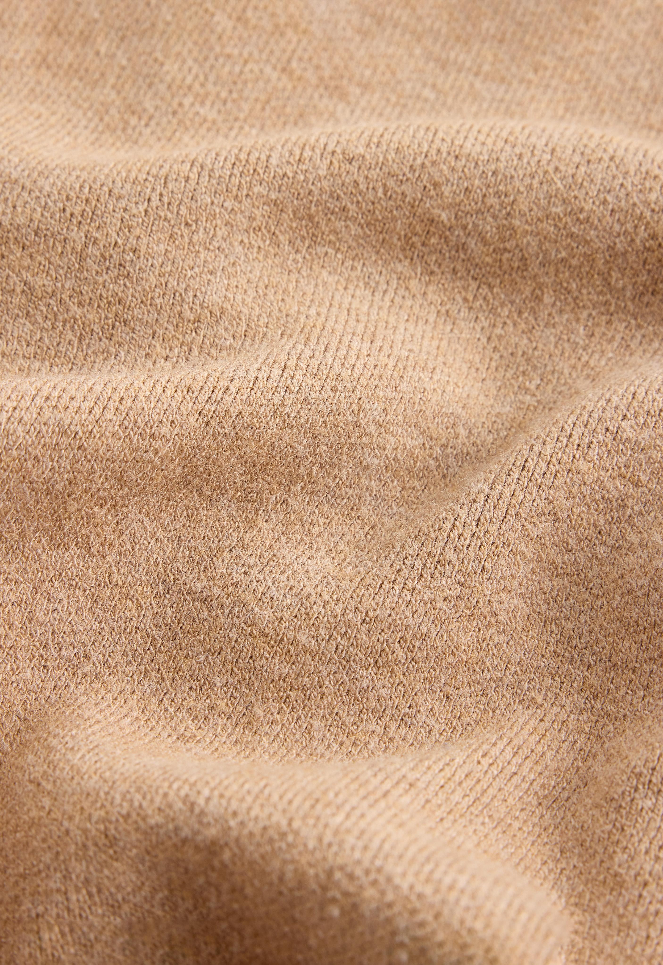 Contrast piping knit jacket — CAMEL