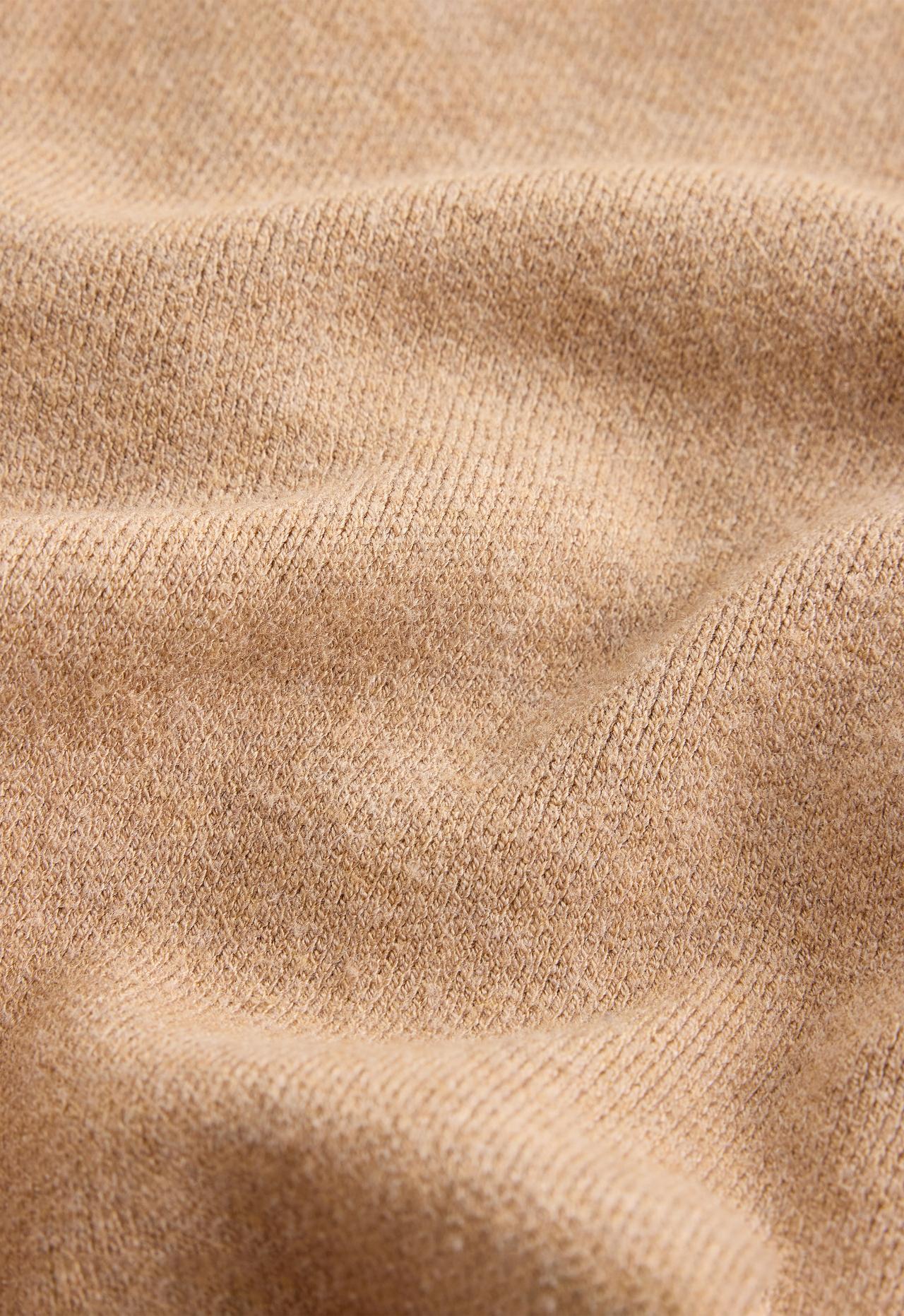 Contrast piping knit jacket — CAMEL