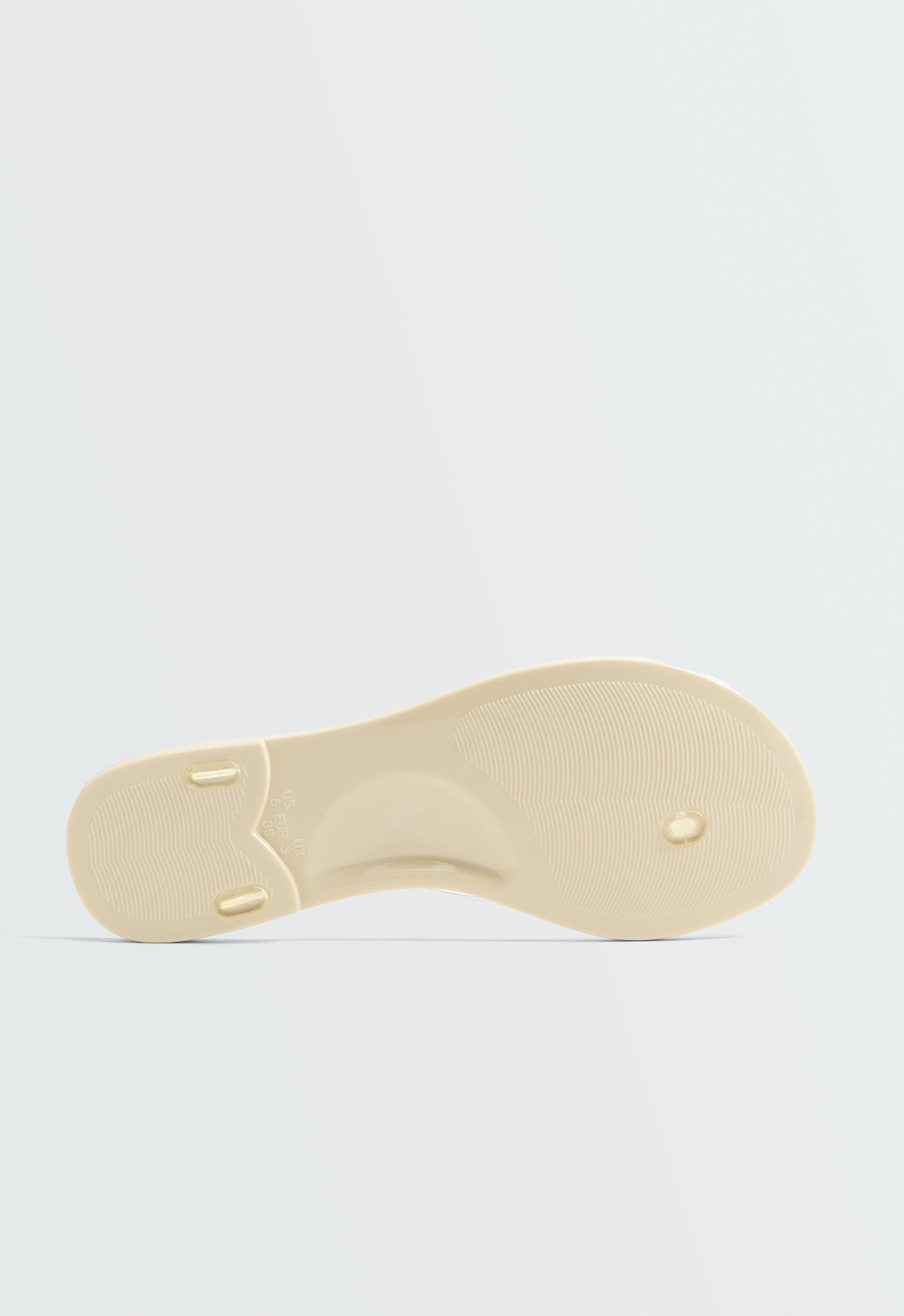 Translucent effect beachwear flip flops — ECRU