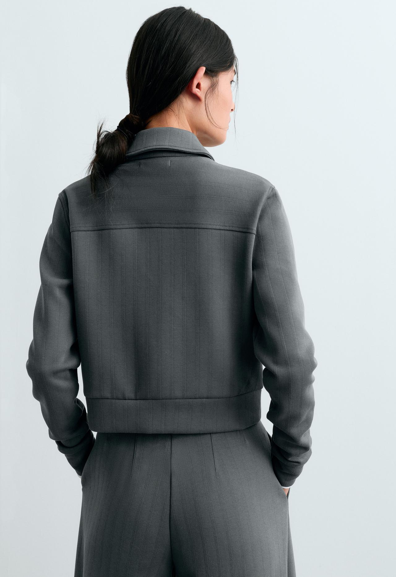 Striped cotton piqué jacket — STEEL GREY
