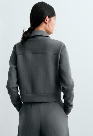 Striped cotton piqué jacket — STEEL GREY 5