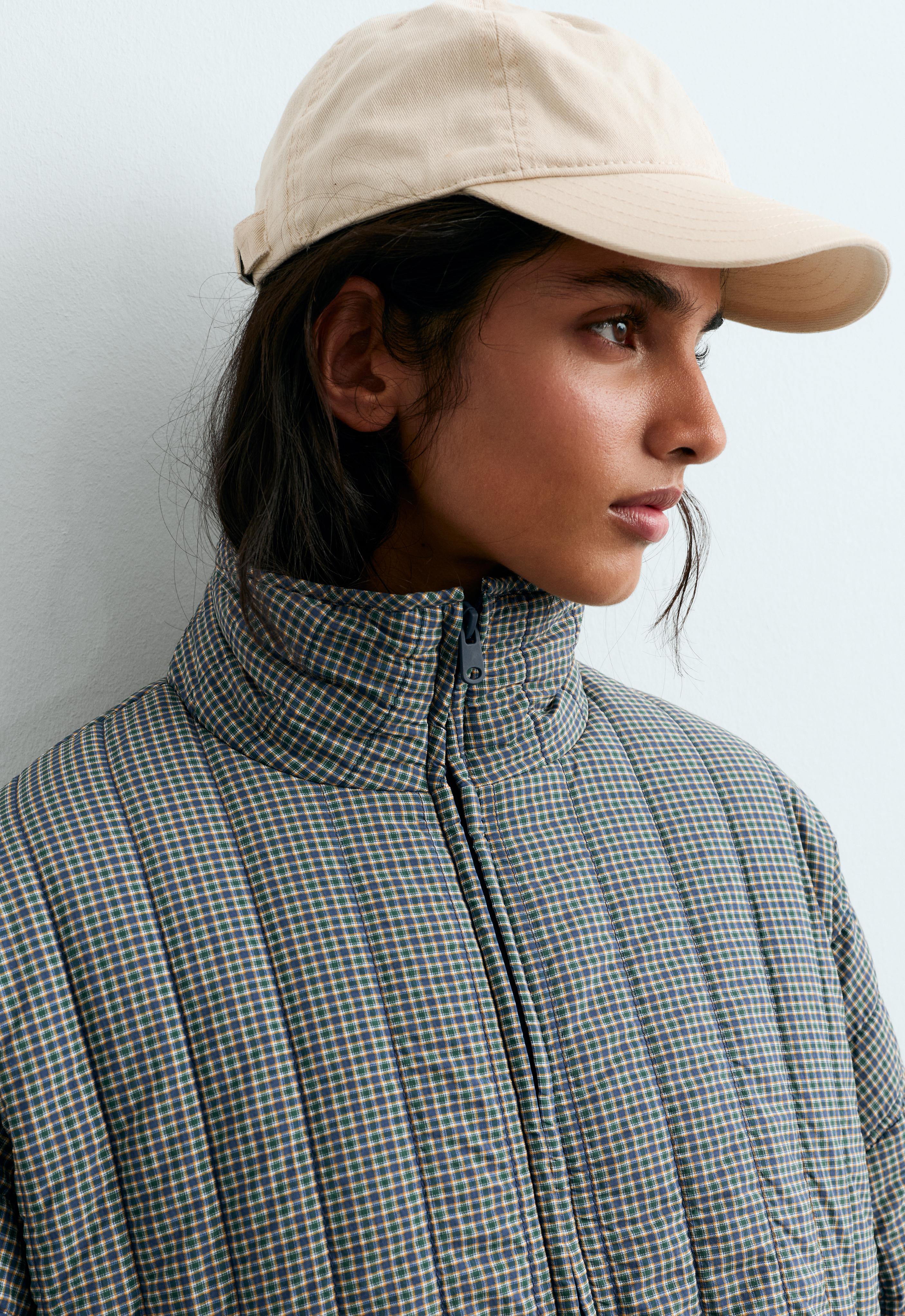 Checked midi padded jacket Checked midi padded jacket