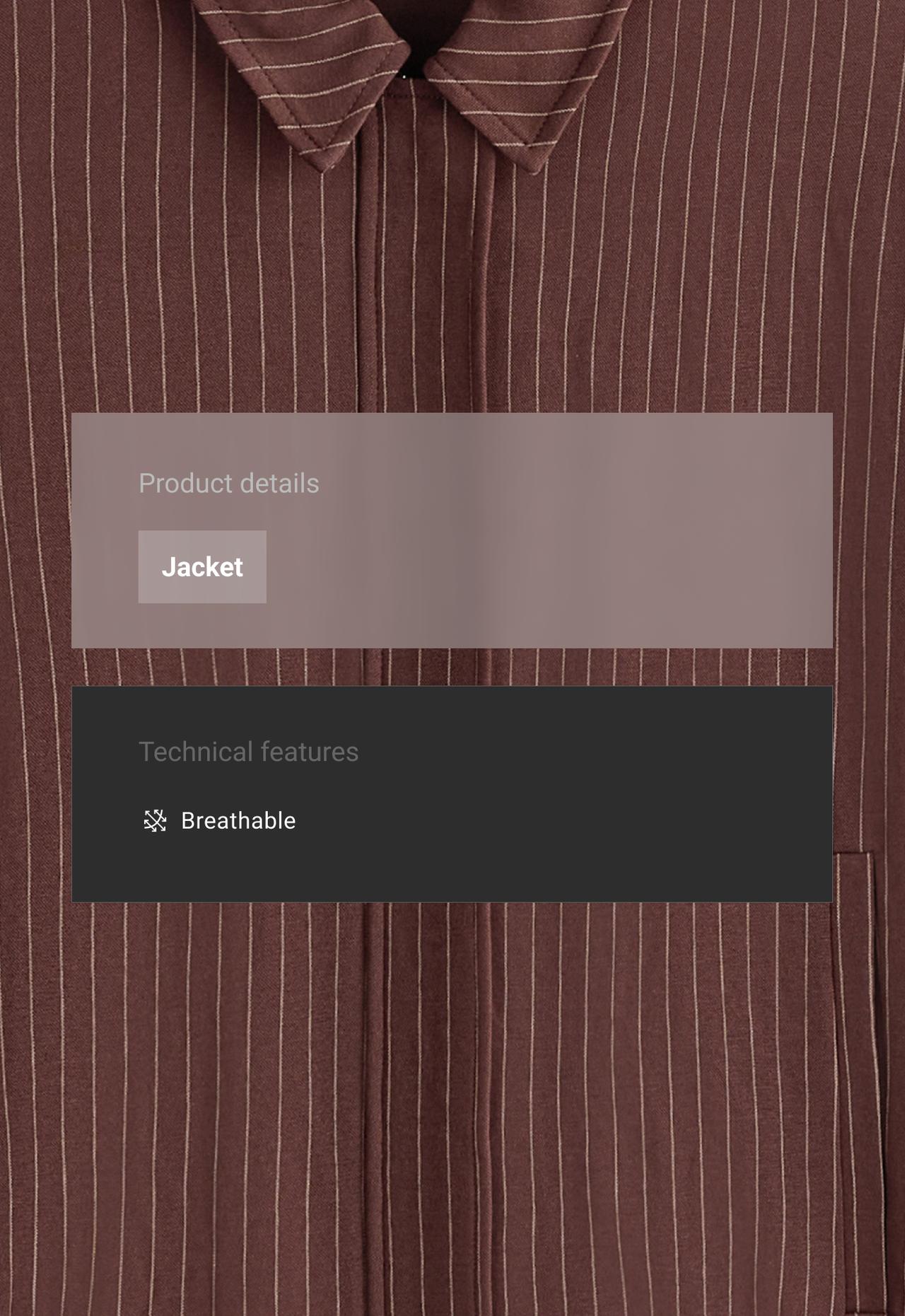 Pinstripe piqué polo neck jacket with cotton — CHOCOLATE