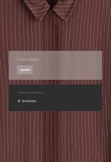 Pinstripe piqué polo neck jacket with cotton — CHOCOLATE 2