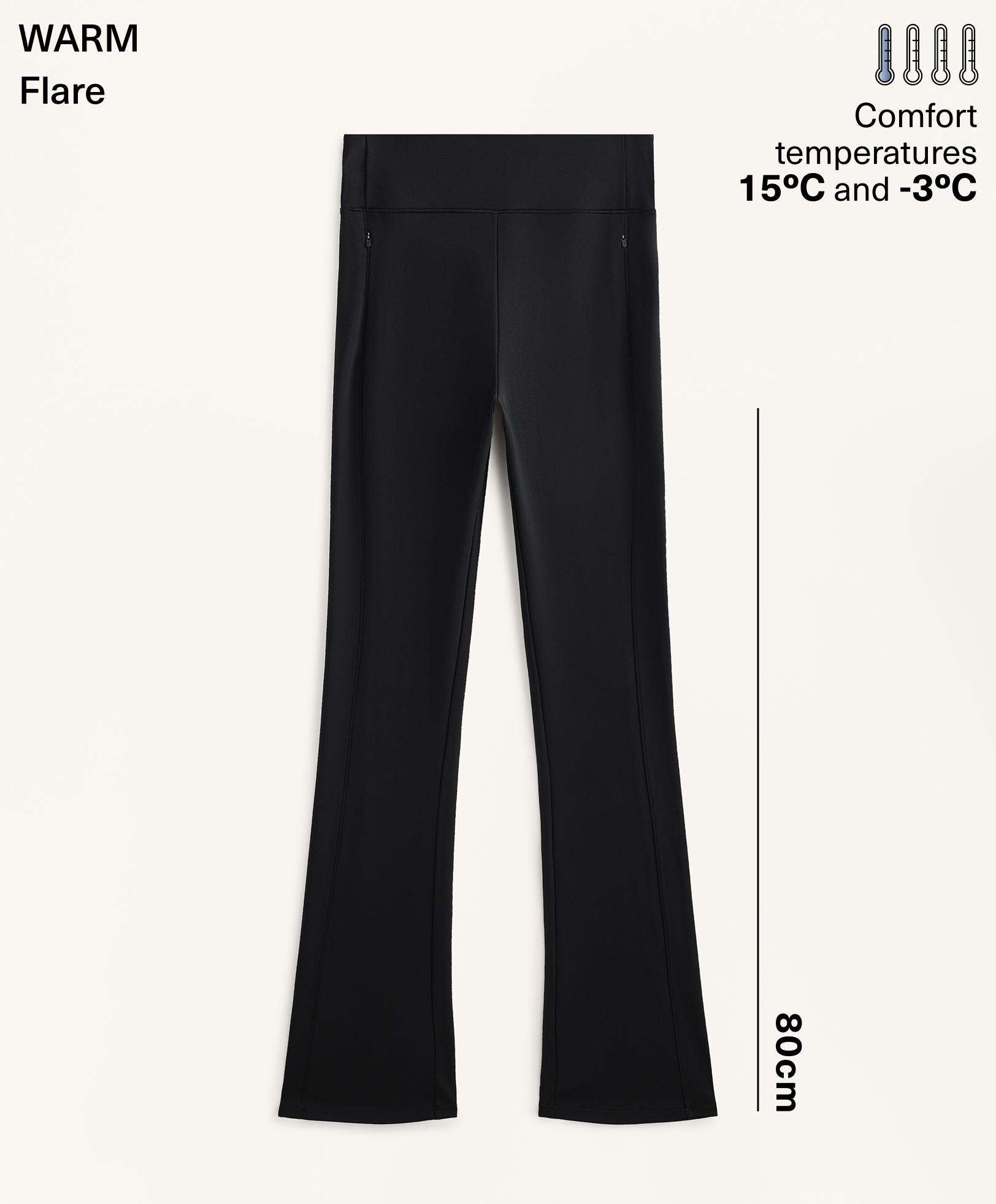 High rise warm flare trousers with pockets — BLACK