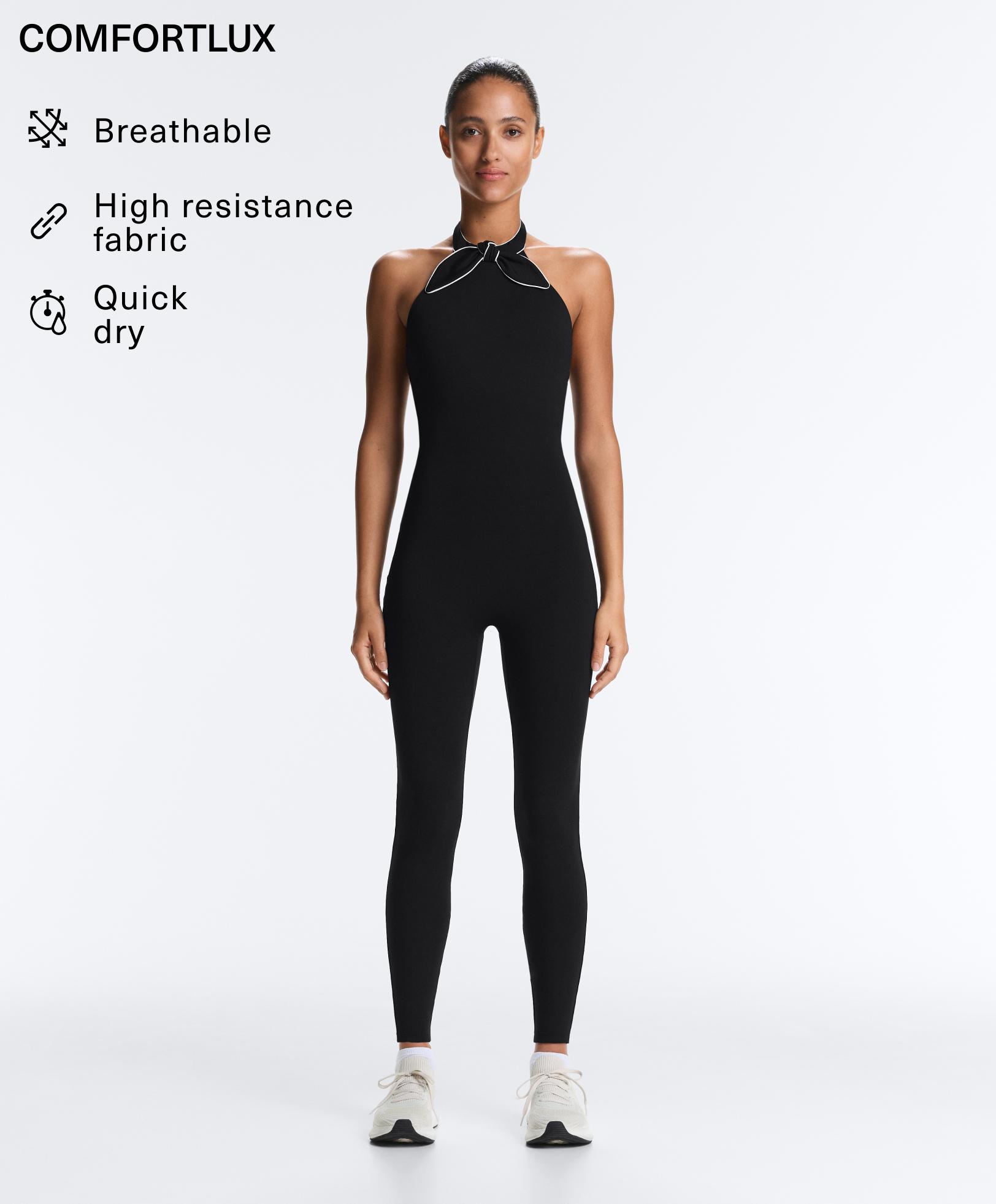Comfortlux long jumpsuit with tie